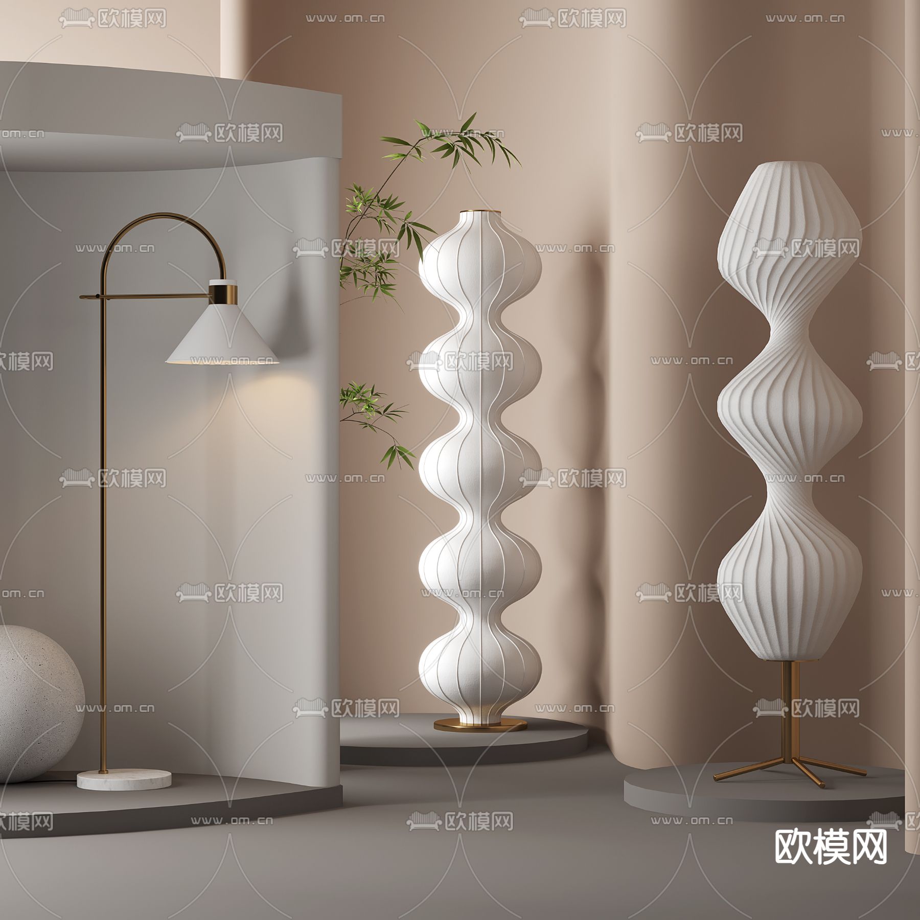 法式落地灯3d模型下载