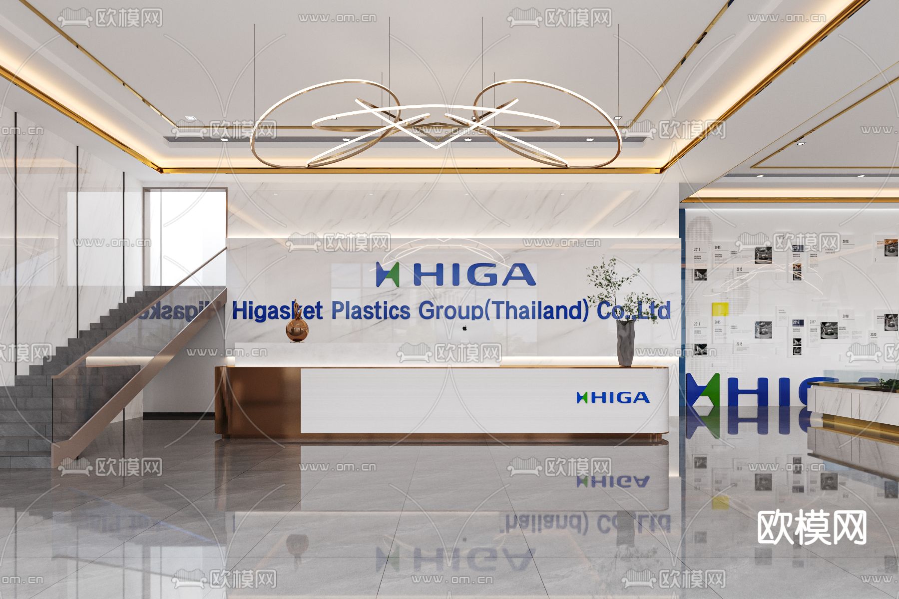 现代售楼处 沙盘区 售楼中心3d模型下载（渲染图2）