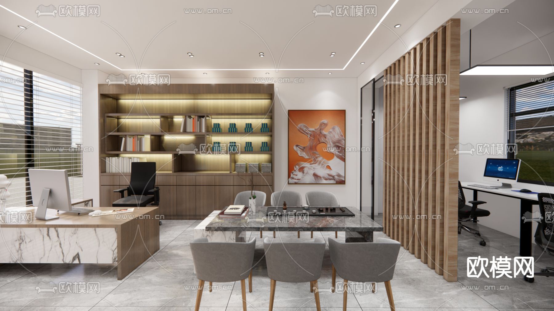 装修公司 办公室su模型下载（渲染图3）