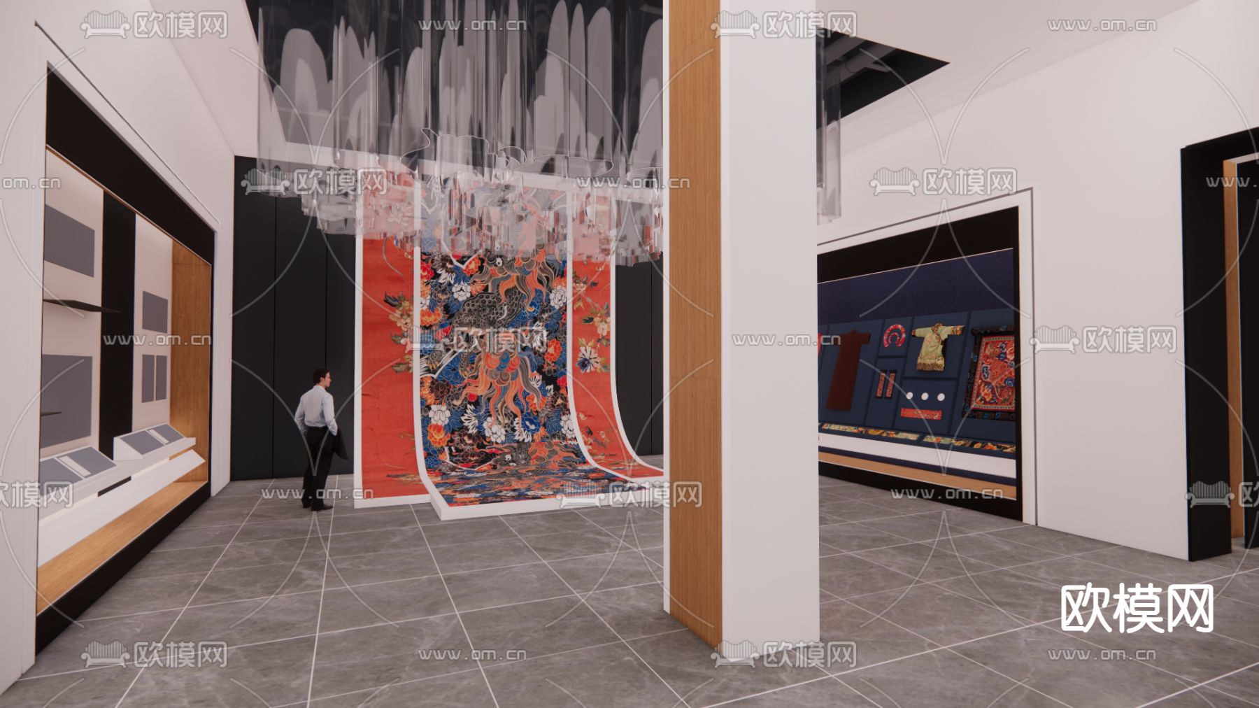 新中式博物馆展厅su模型下载（渲染图2）