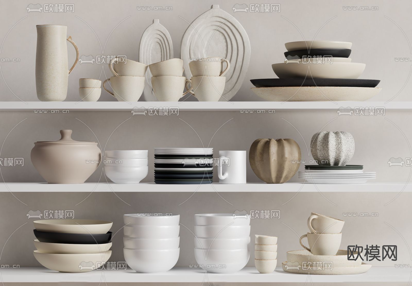 侘寂餐具su模型下载（渲染图2）