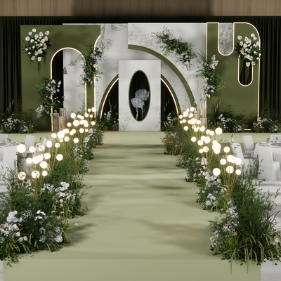  绿色婚礼美陈su模型 