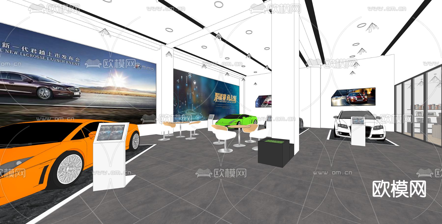 汽车4s店su模型下载（渲染图4）