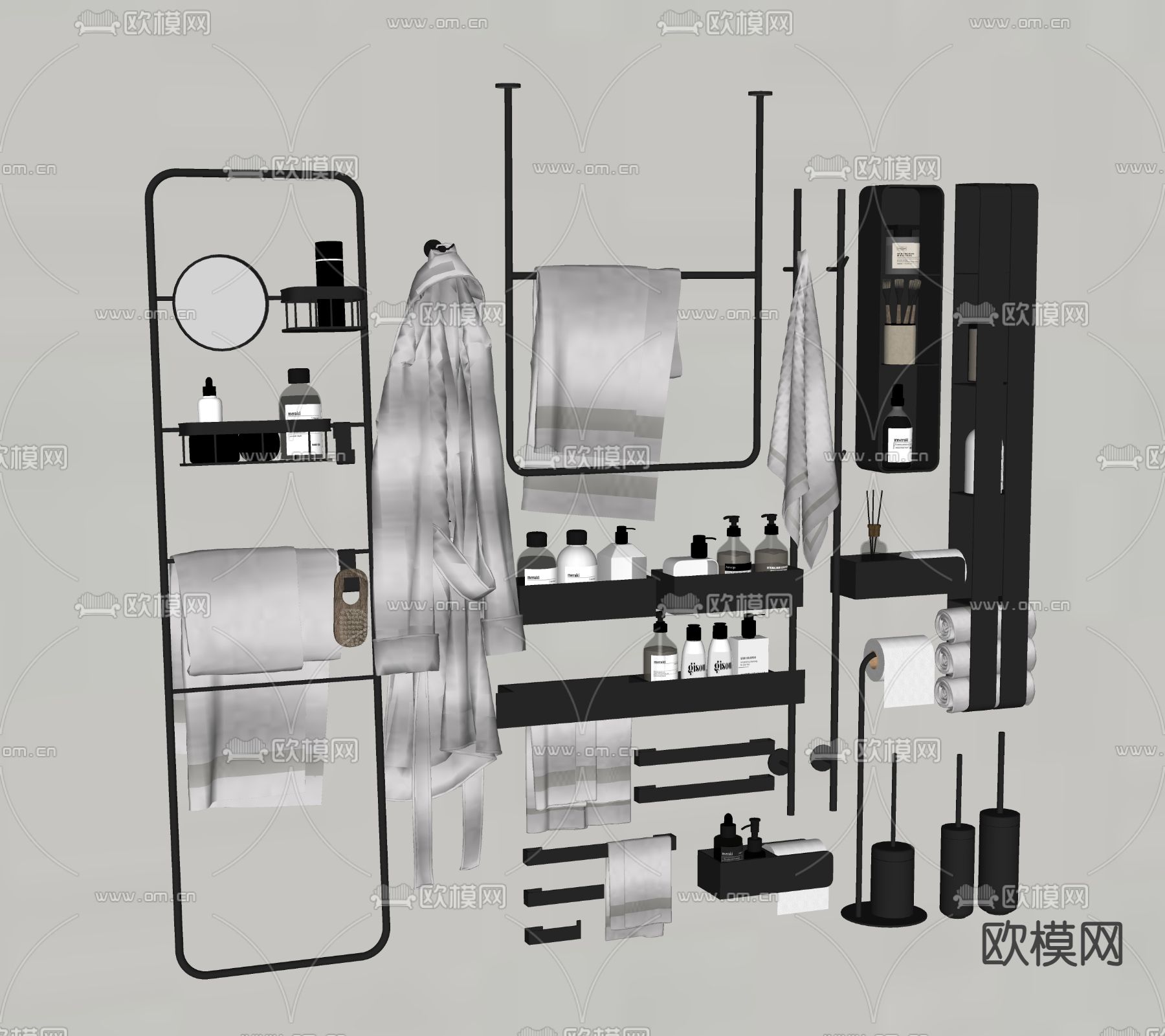 现代洗浴用品su模型下载（渲染图1）