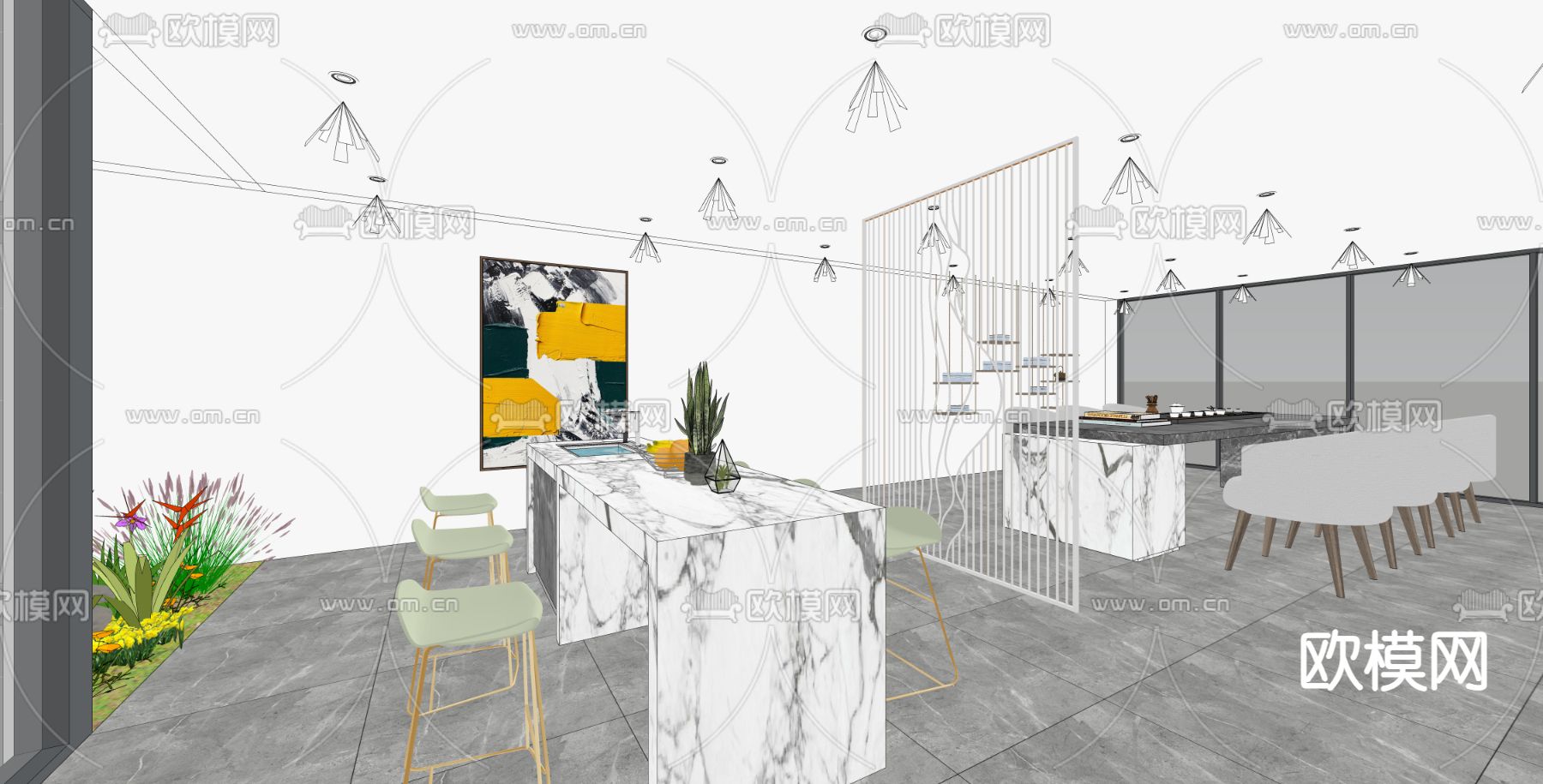 办公室茶水间su模型下载（渲染图3）