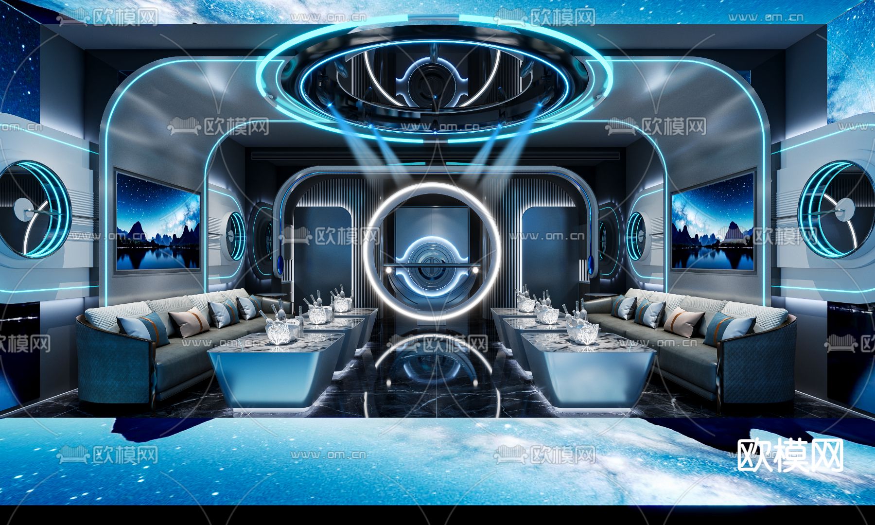 现代KTV包厢 包间3d模型下载（渲染图1）