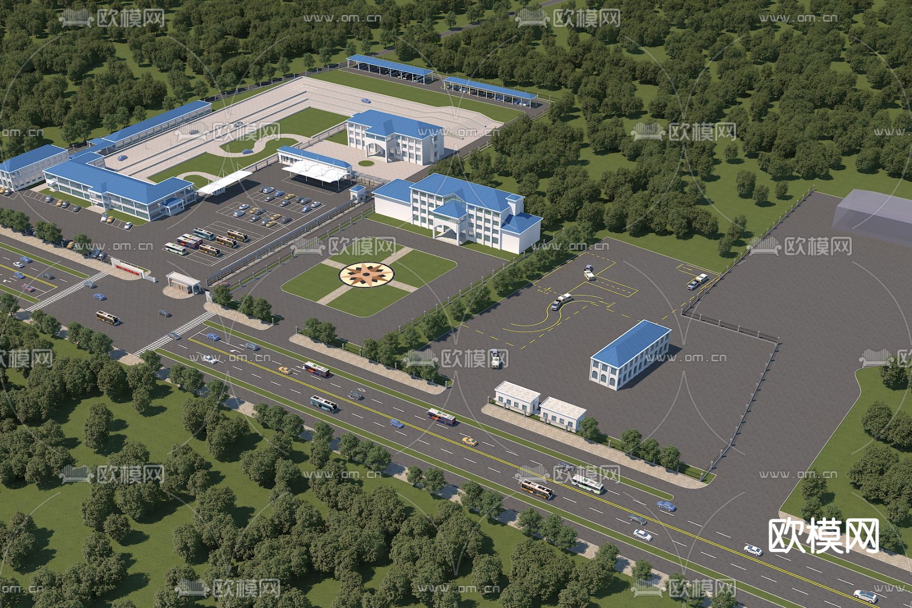 驾校鸟瞰规划3d模型下载