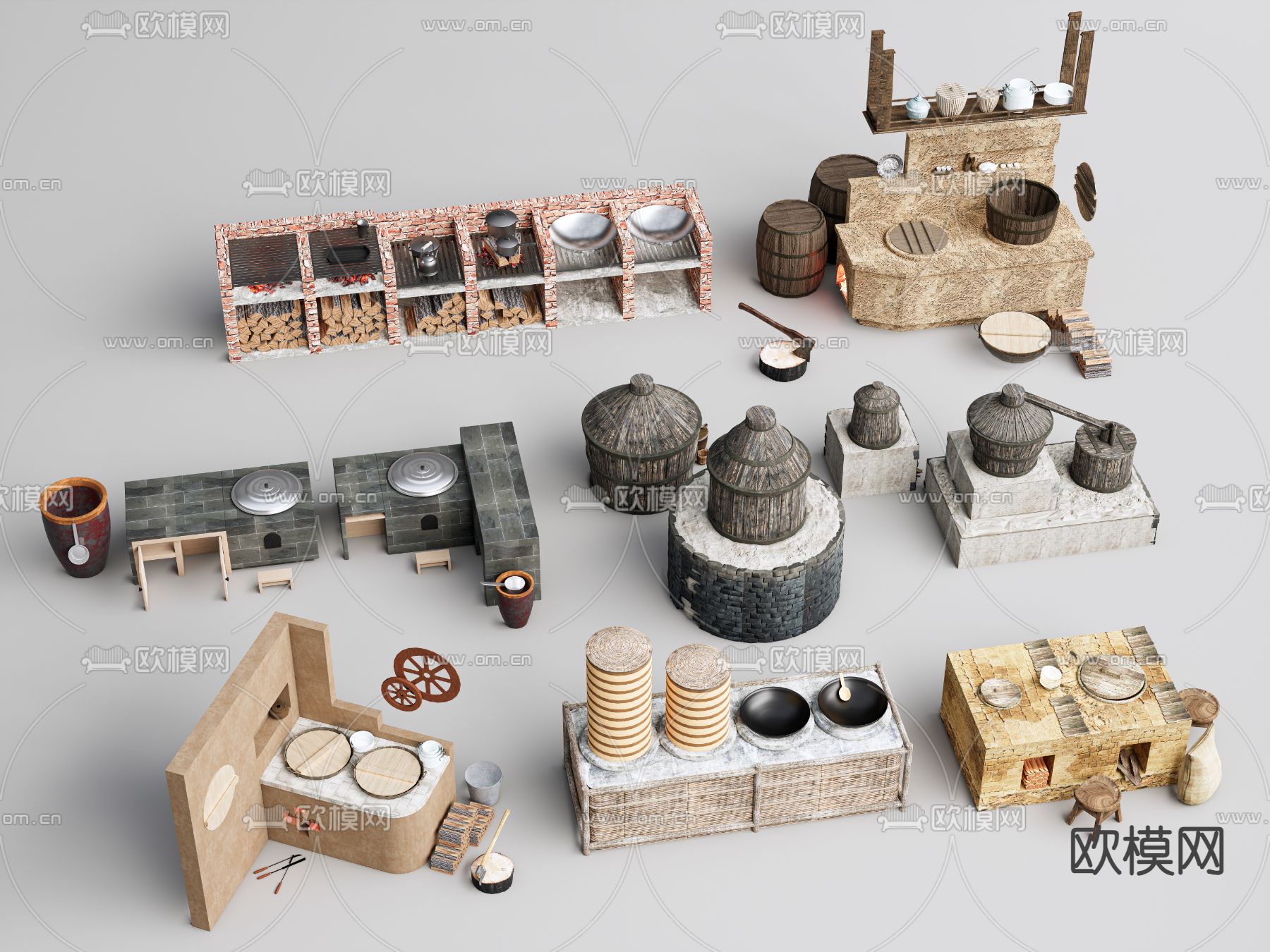 农村土灶台 鼓风机su模型下载（渲染图2）