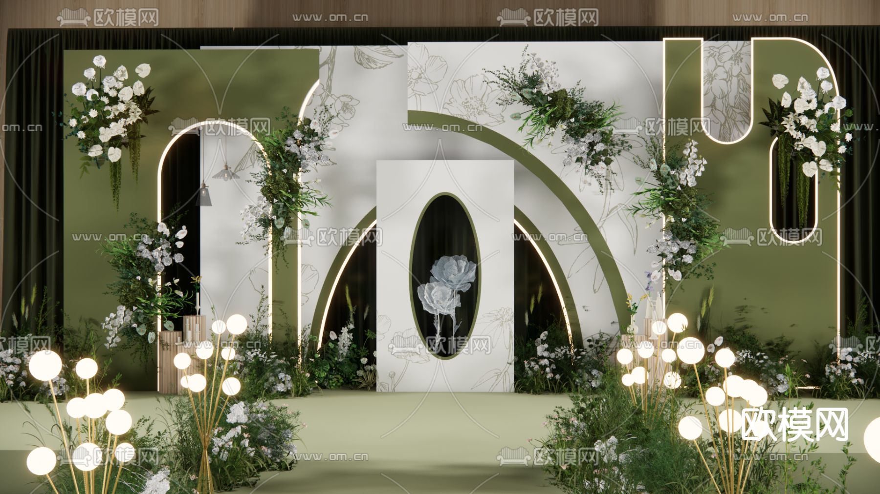 绿色婚礼美陈su模型下载（渲染图3）