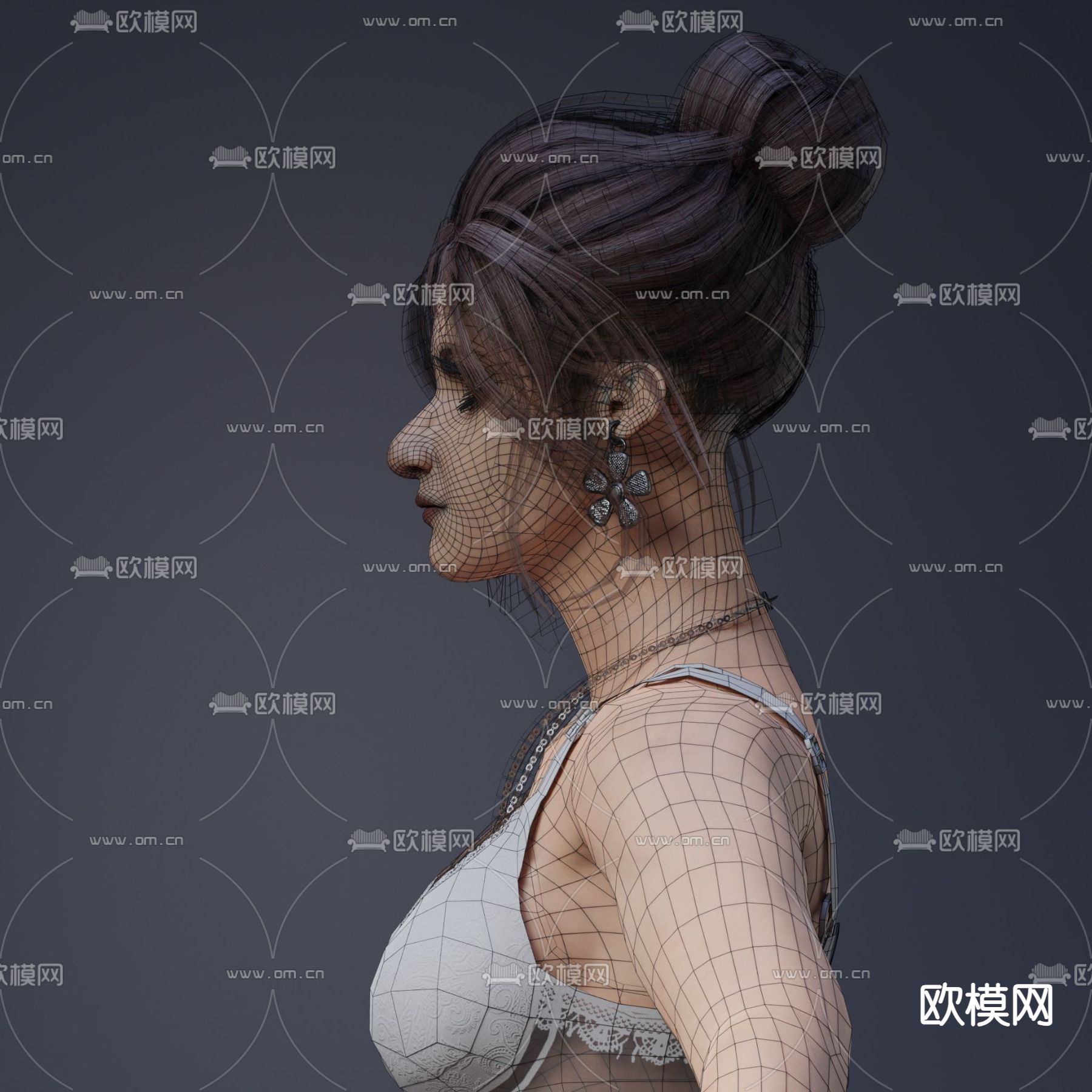 外国女人 写实女人 气质美女 性感女人3d模型下载（渲染图4）