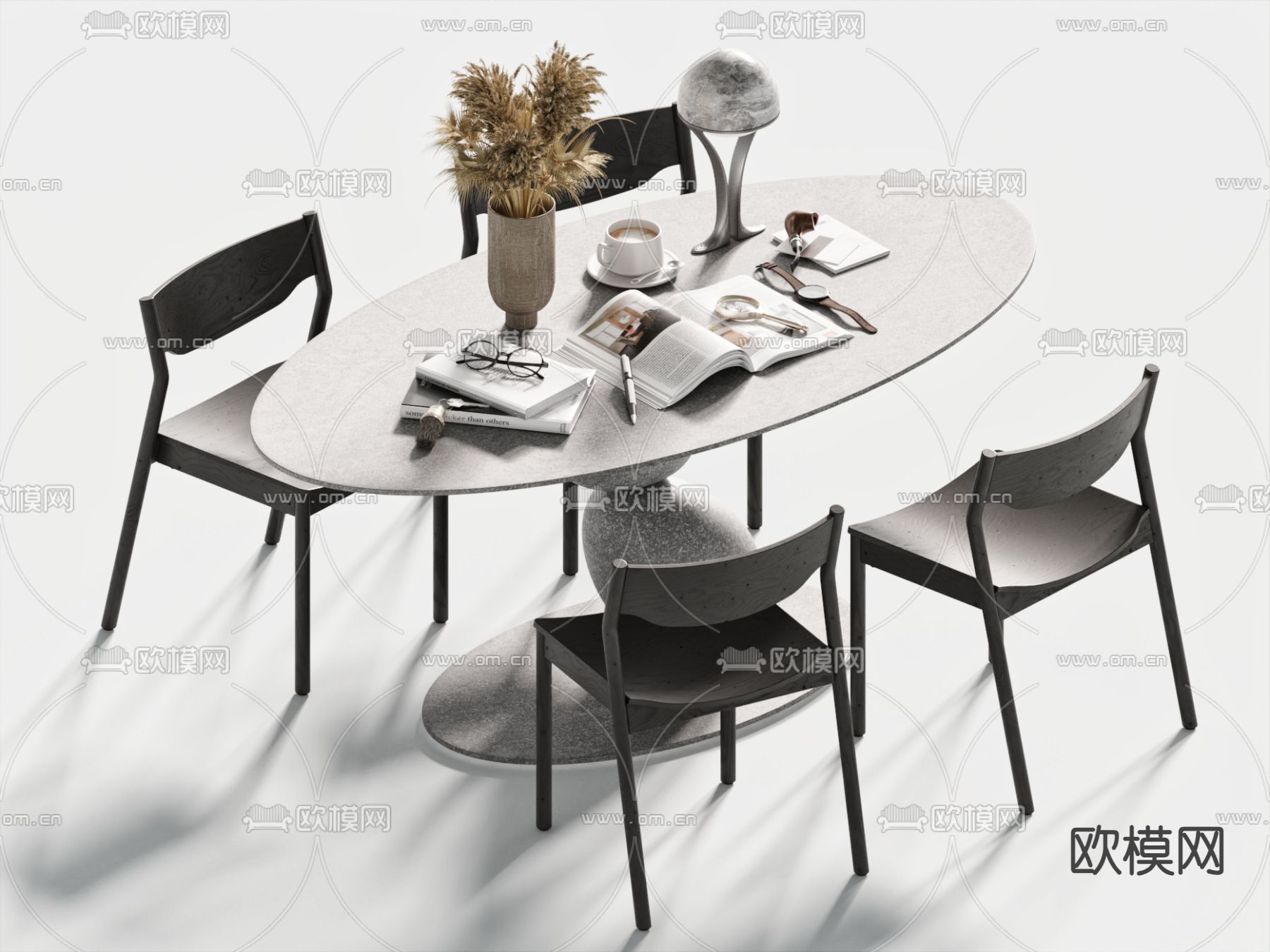 现代餐桌椅3d模型下载
