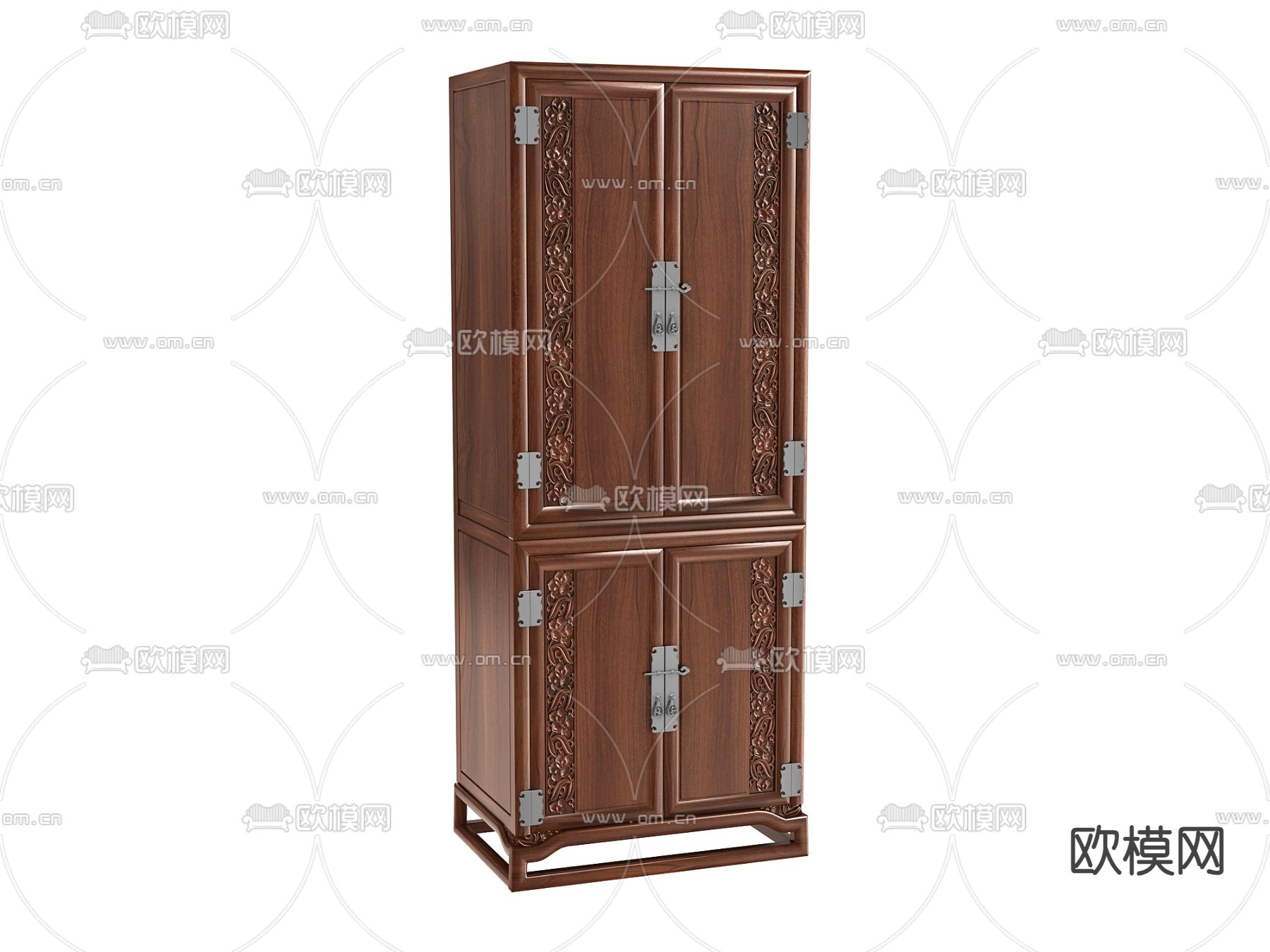 中式双开门衣柜3d模型下载