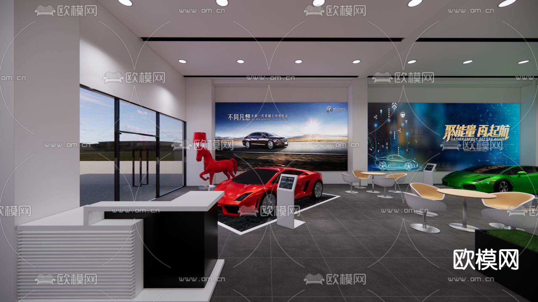 汽车4s店su模型下载（渲染图3）