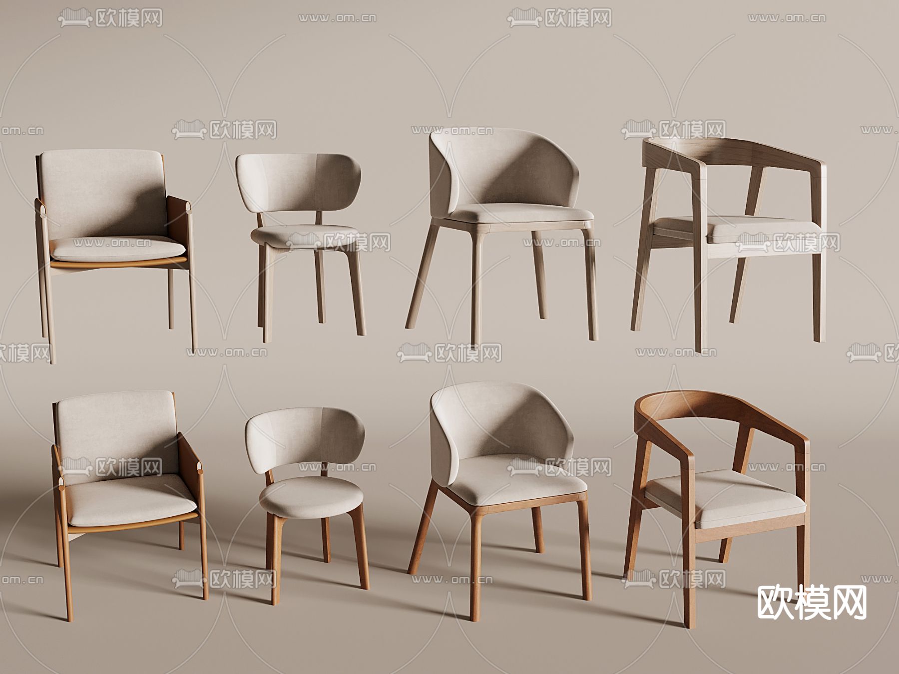中古风椅子 餐椅 休闲椅su模型下载（渲染图1）