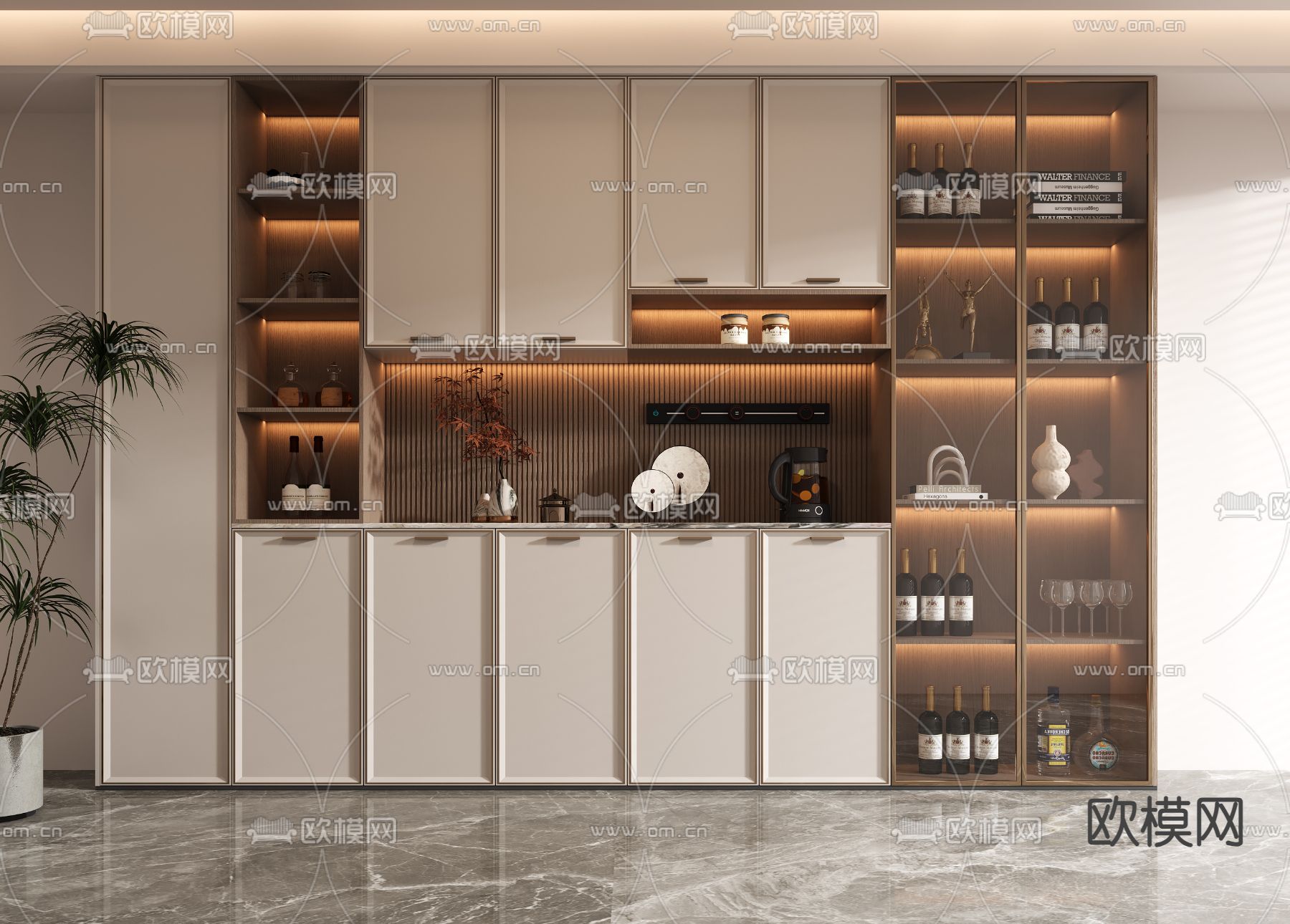 新中式酒柜 餐边柜3d模型下载