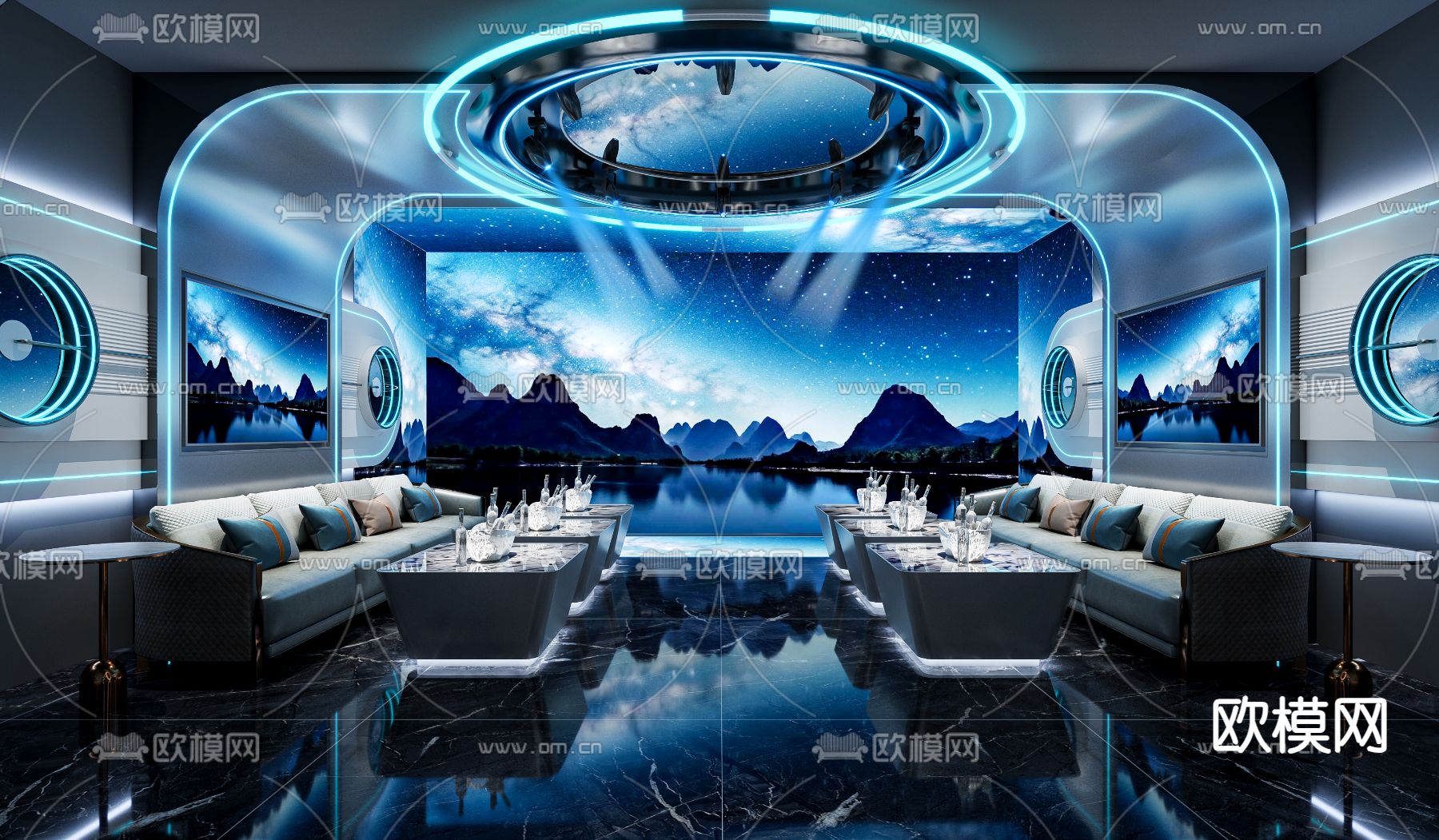 现代KTV包厢 包间3d模型下载（渲染图2）