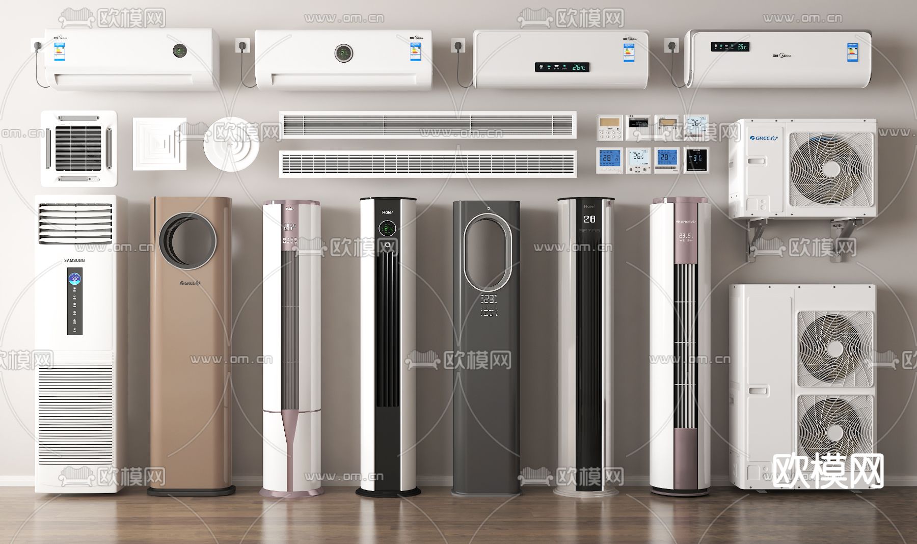 立式空调 挂式空调 中央空调3d模型下载