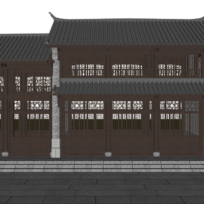  古代建筑 古街道古庙su模型 