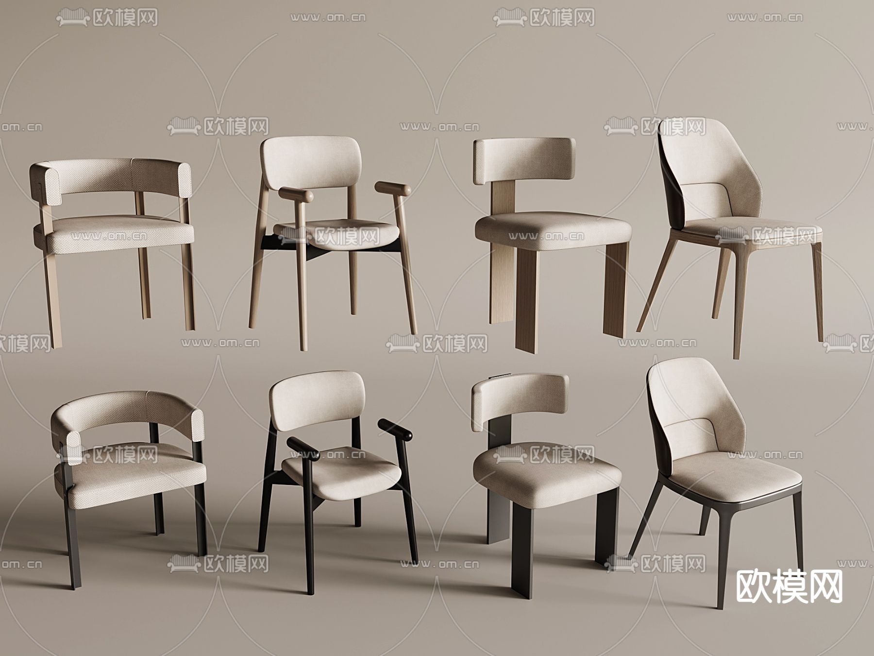 现代椅子 餐椅su模型下载（渲染图1）