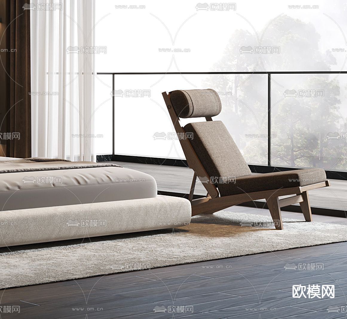 侘寂躺椅3d模型下载