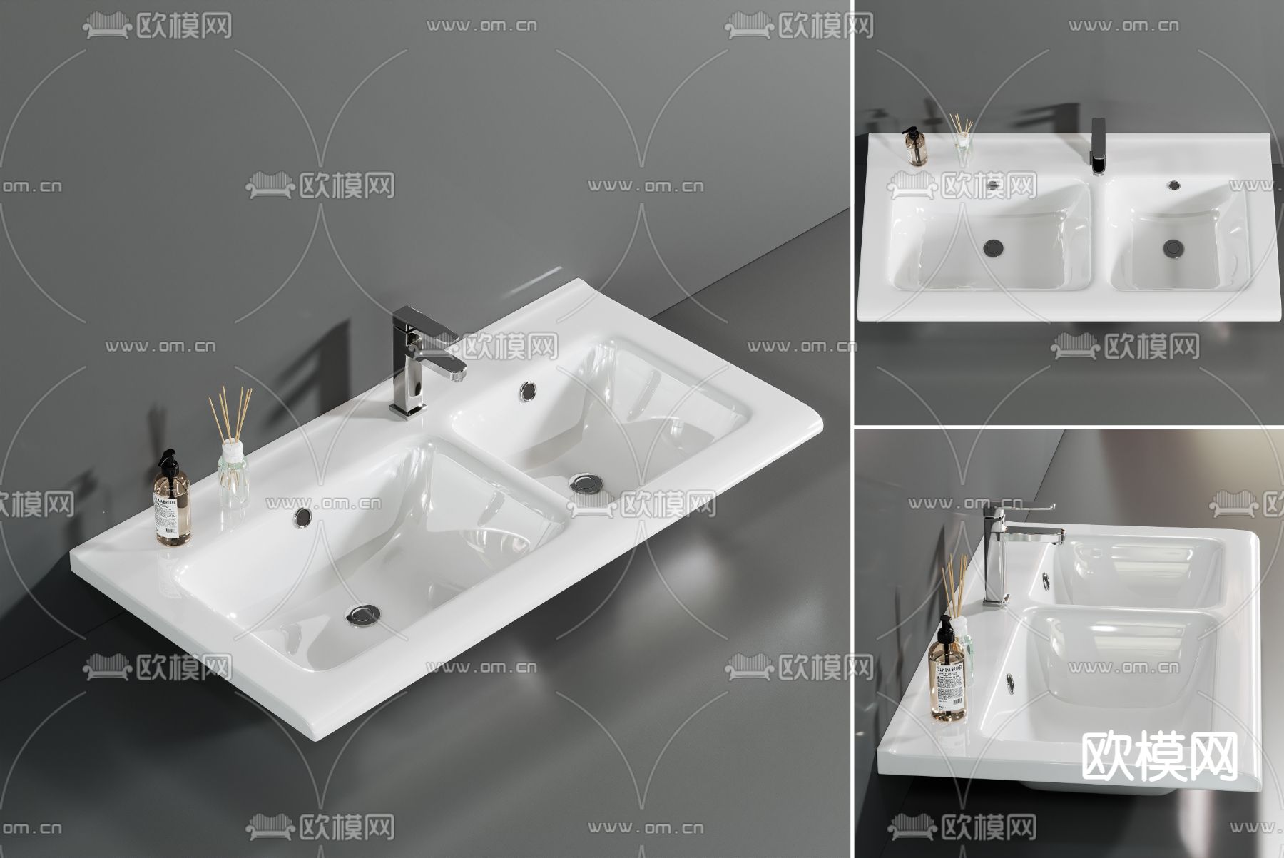 卫浴洗手盆 水槽3d模型下载（渲染图1）