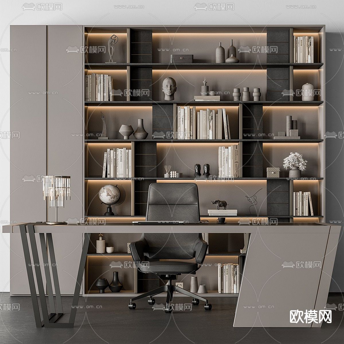 办公家具 班台桌3d模型下载（渲染图2）