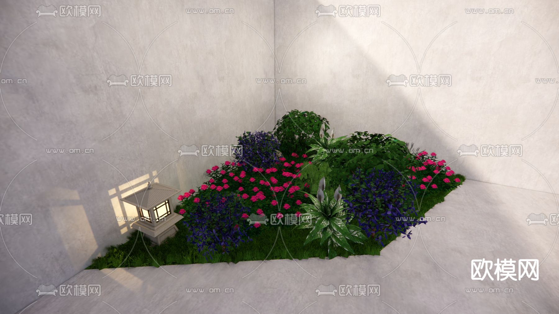 花坛 花草 花槽su模型下载（渲染图1）