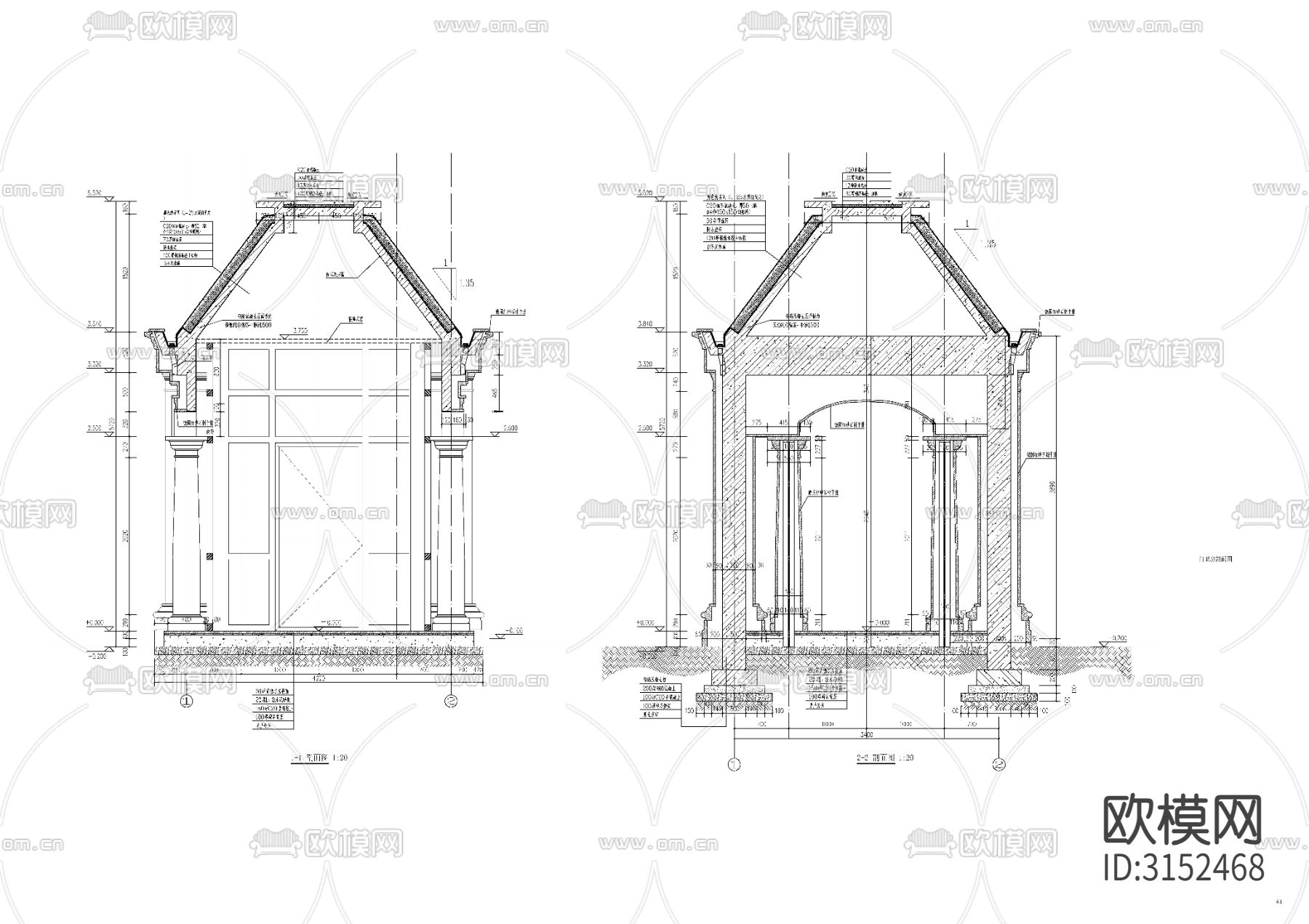 欧式小区景观门卫cad大样图下载（渲染图2）