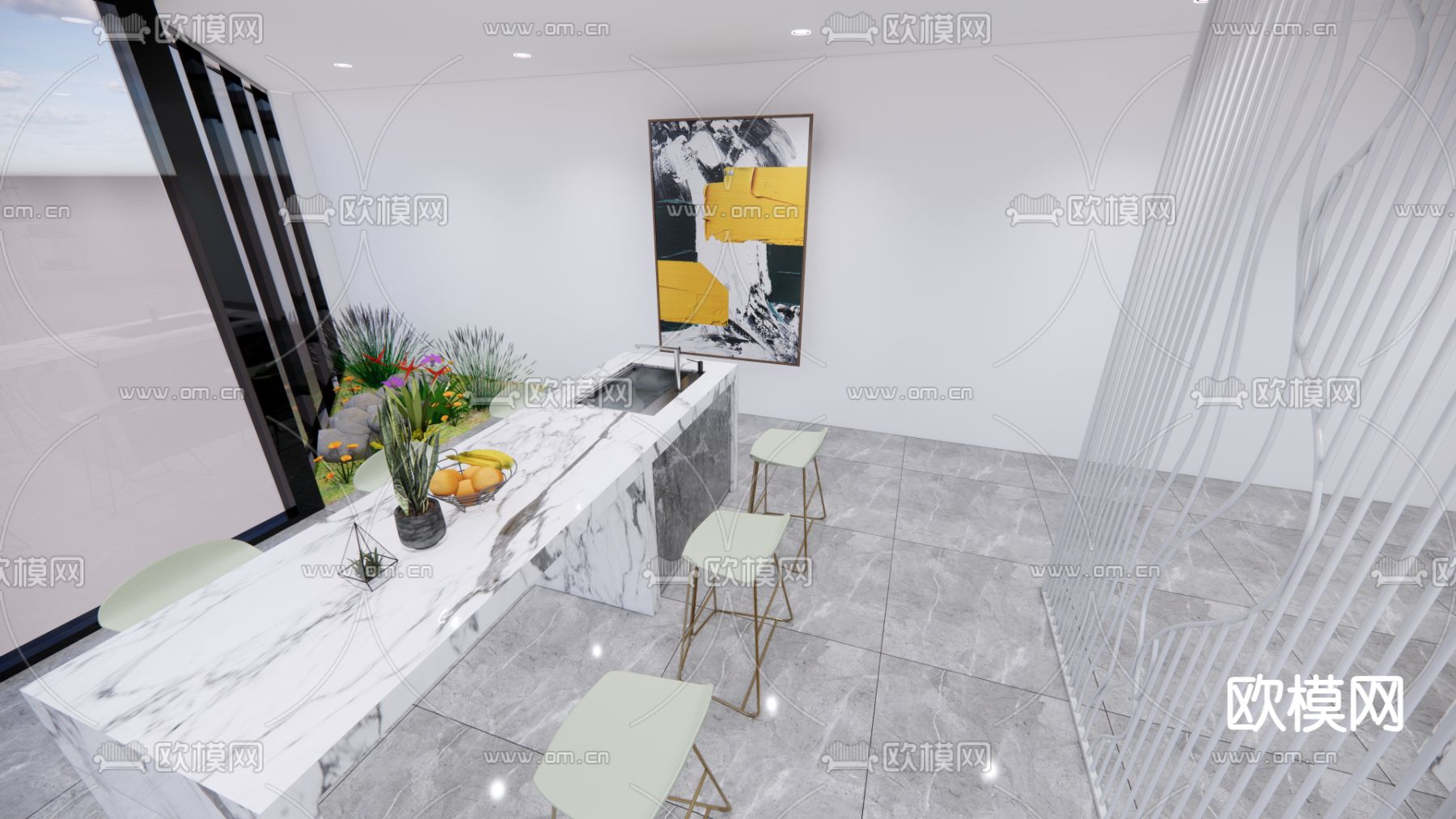 办公室茶水间su模型下载（渲染图4）