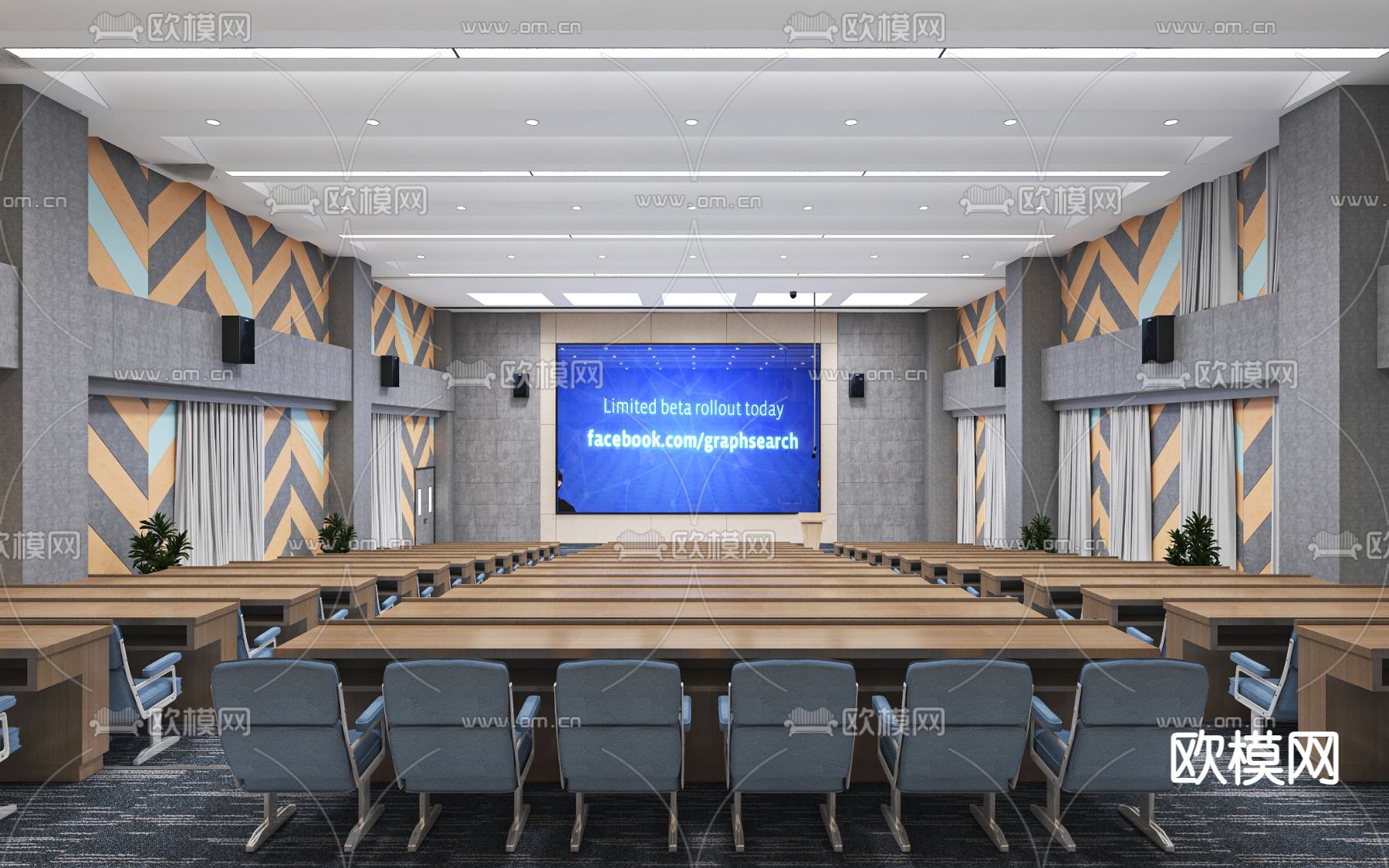 阶梯会议室 报告厅3d模型下载（渲染图1）