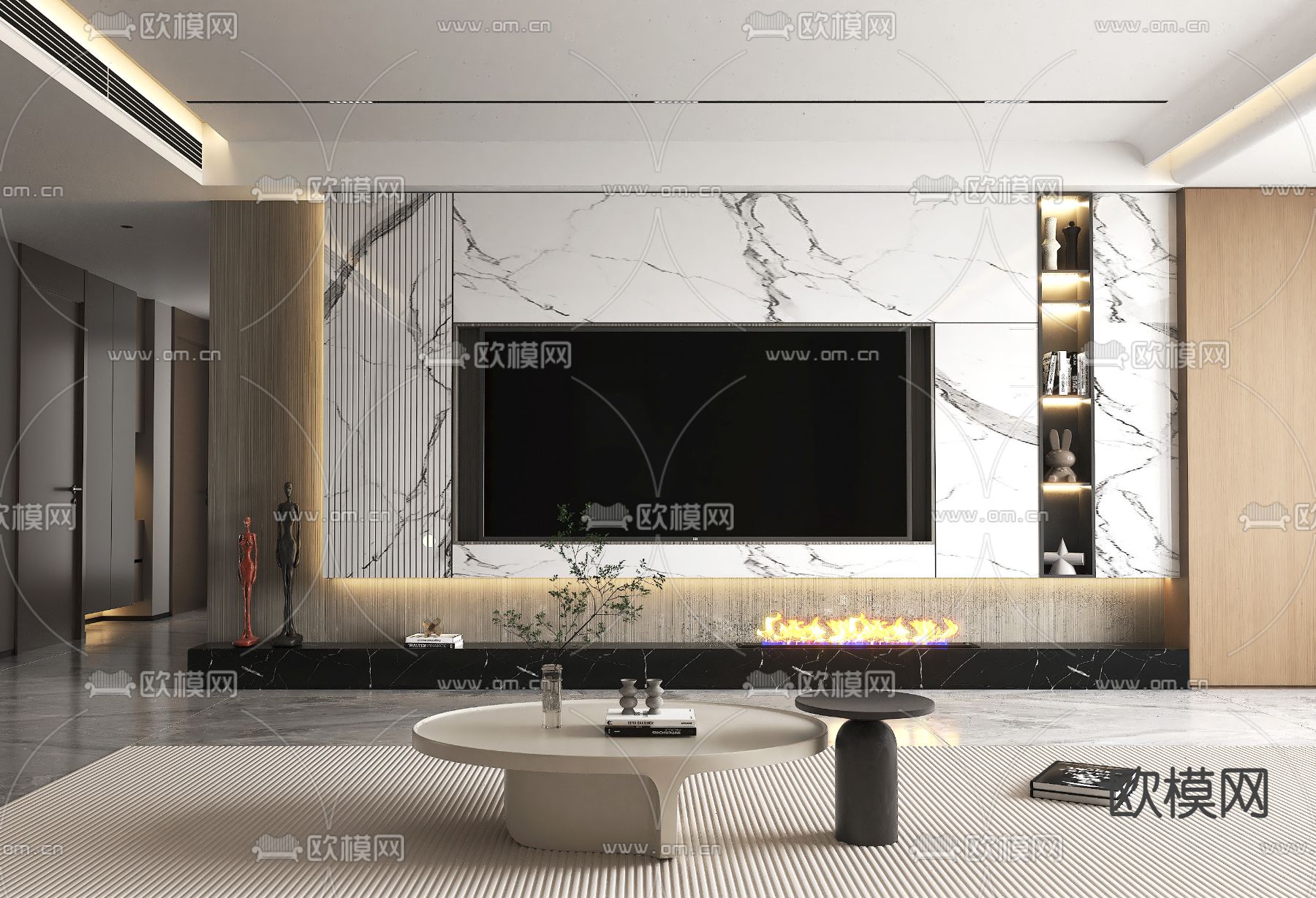 现代电视背景墙 客厅背景墙3d模型