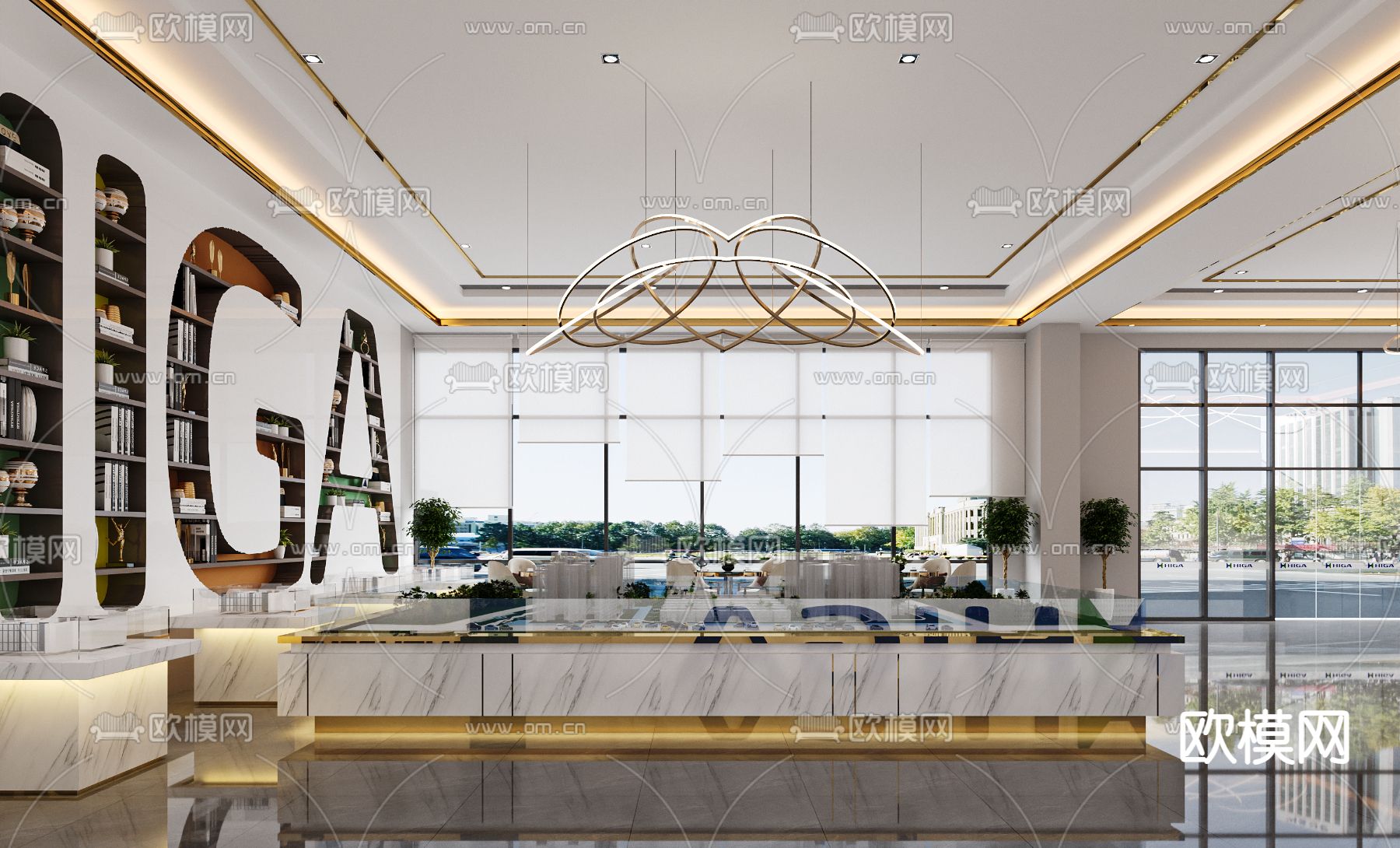 现代售楼处 沙盘区 售楼中心3d模型下载（渲染图3）