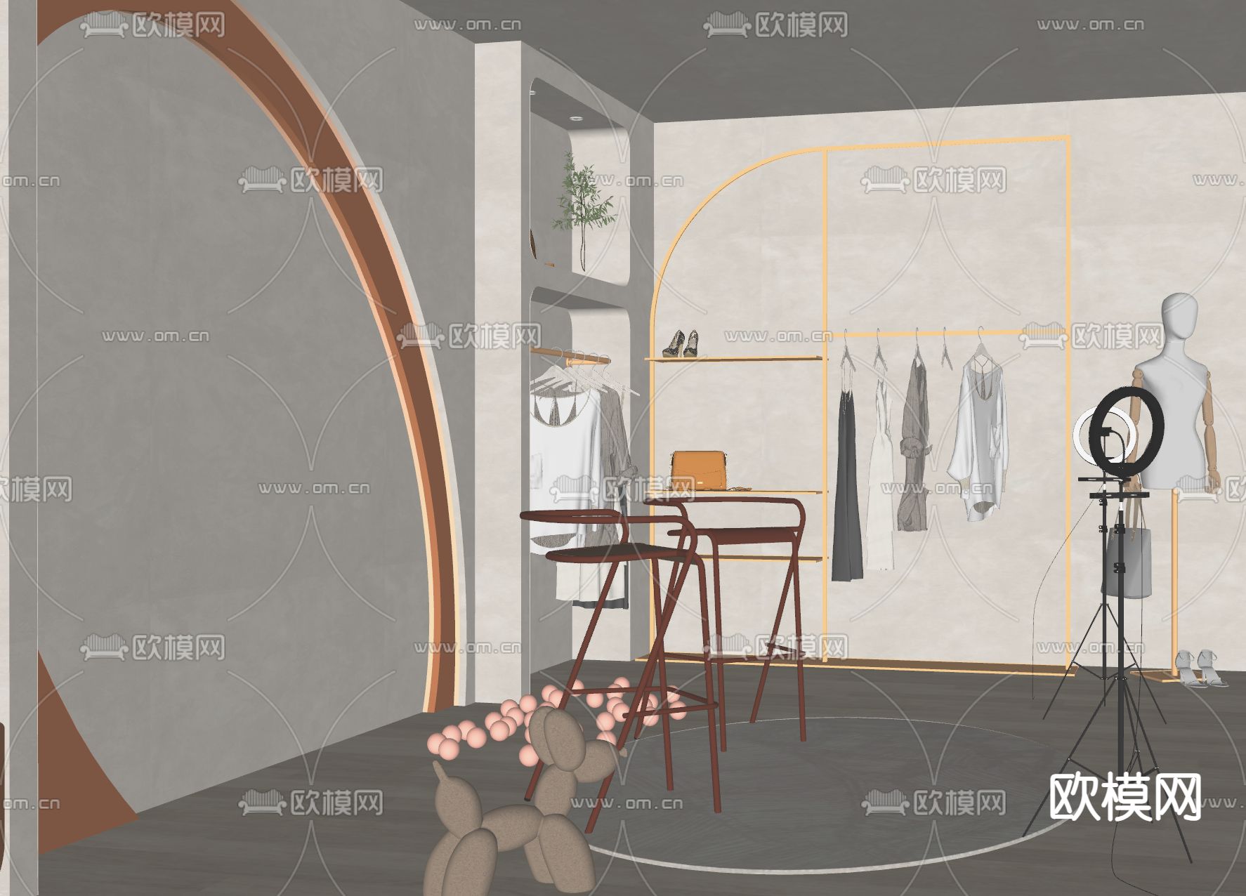 现代直播间su模型下载（渲染图1）