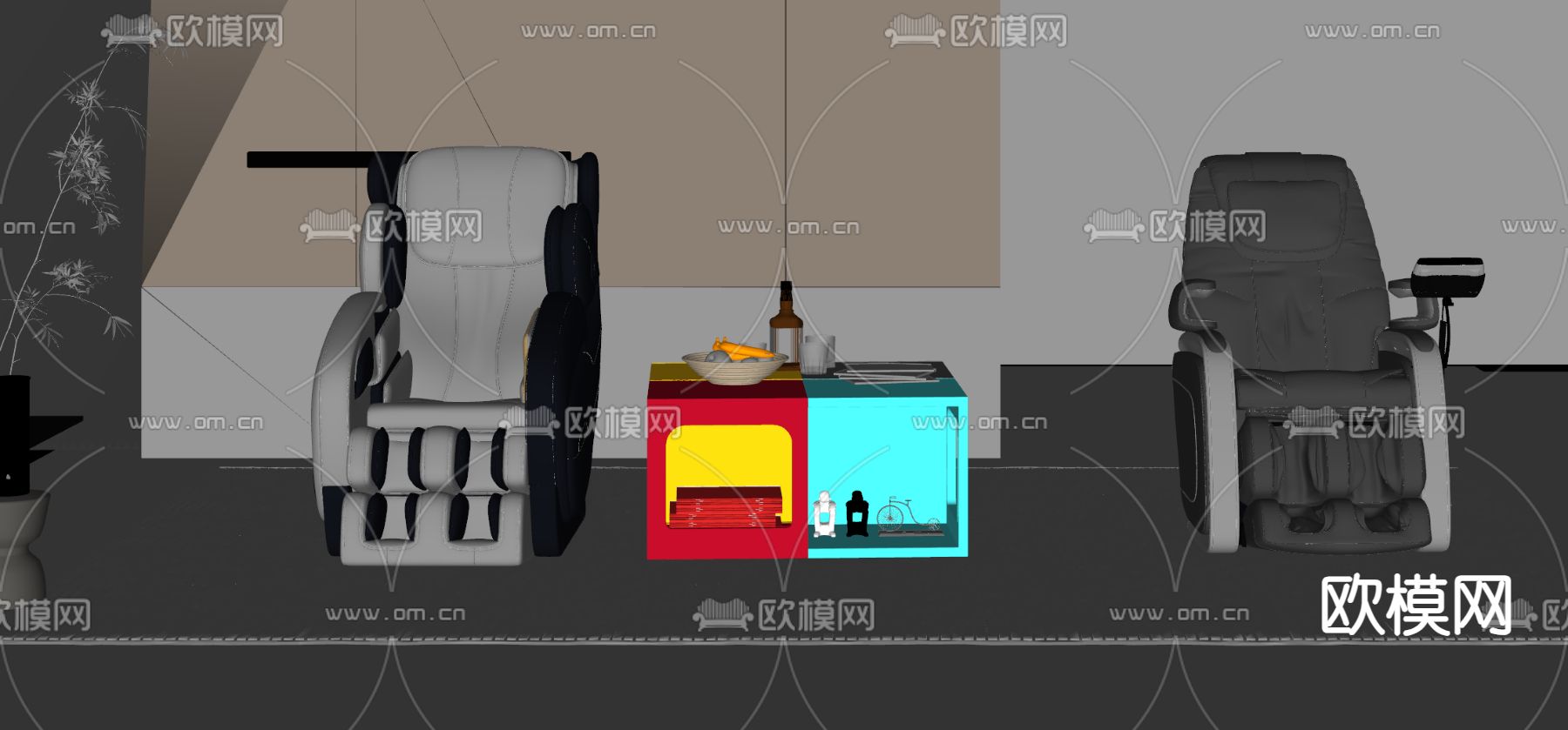 现代按摩椅su模型下载（渲染图1）