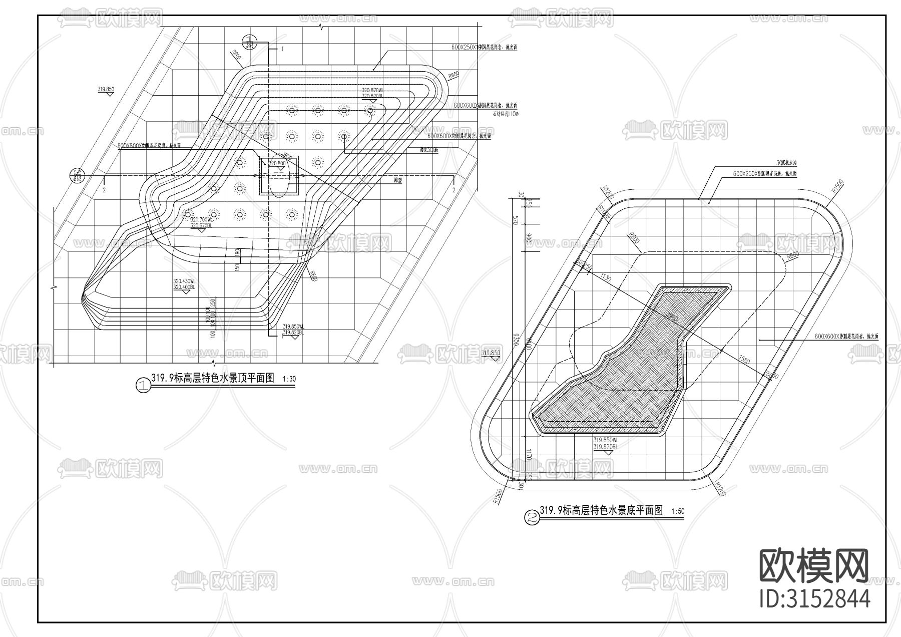 雕塑水景cad大样图下载（渲染图1）