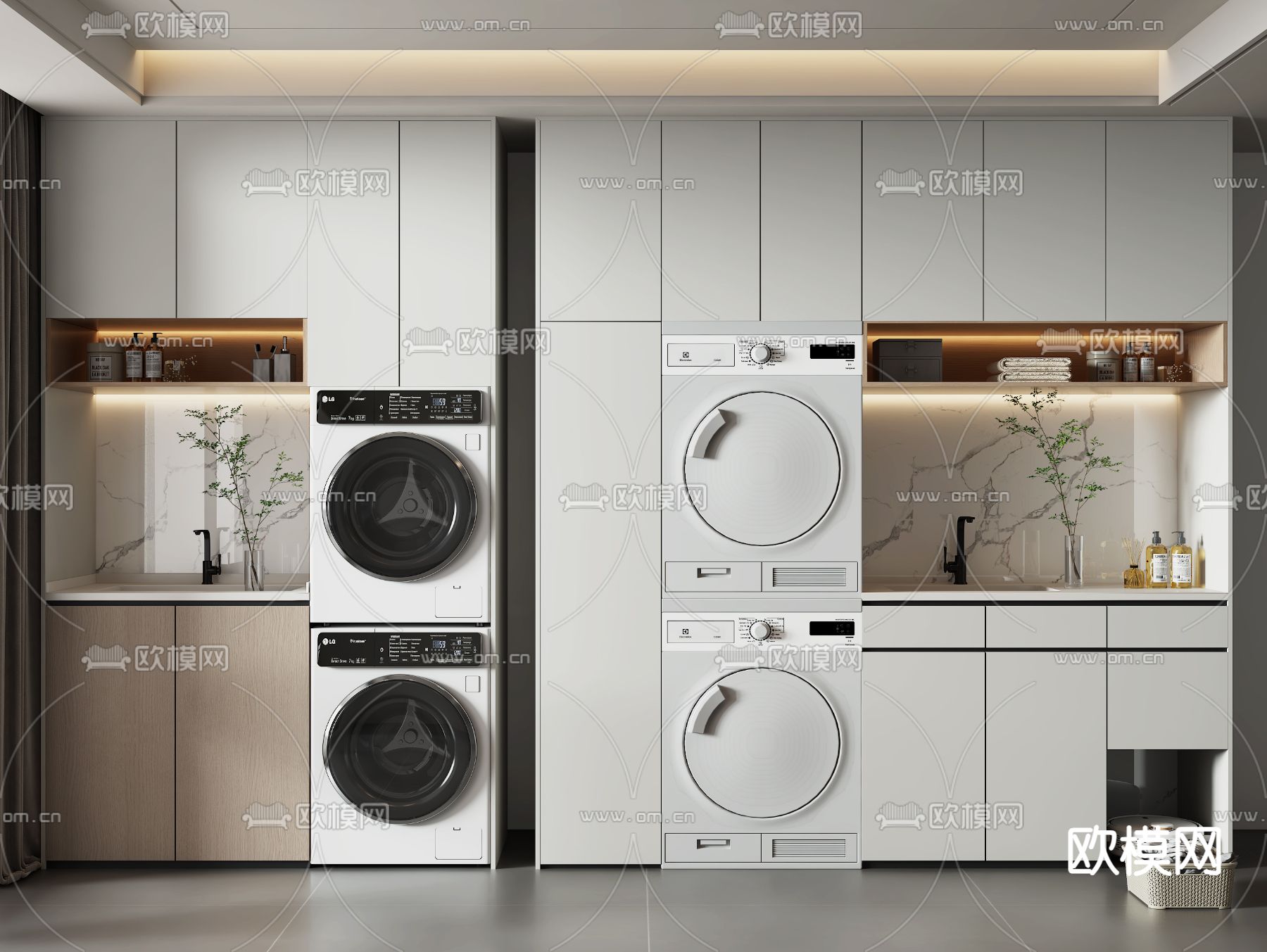 现代洗衣机柜 阳台柜3d模型下载