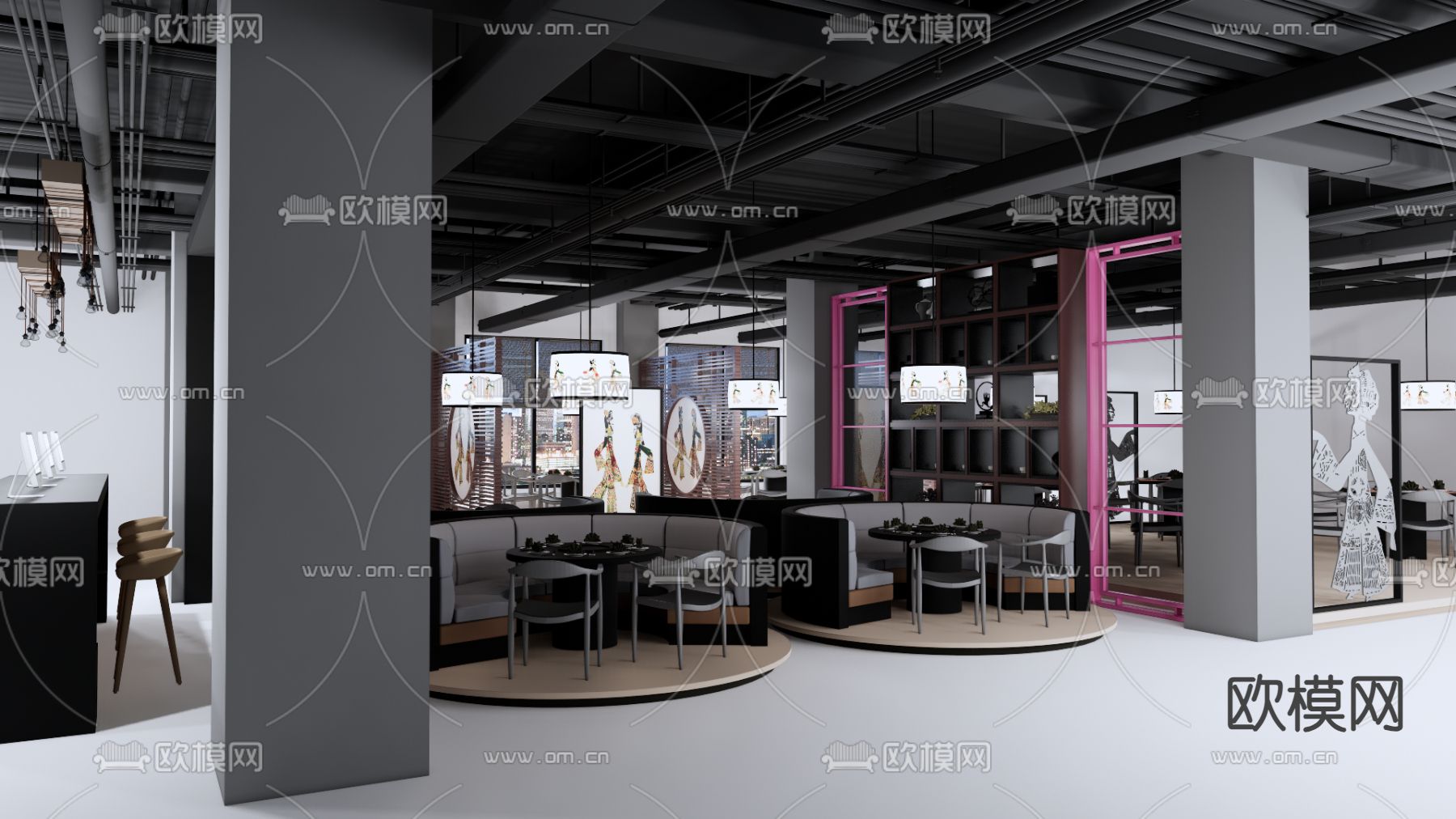 新中式文化展厅su模型下载（渲染图2）