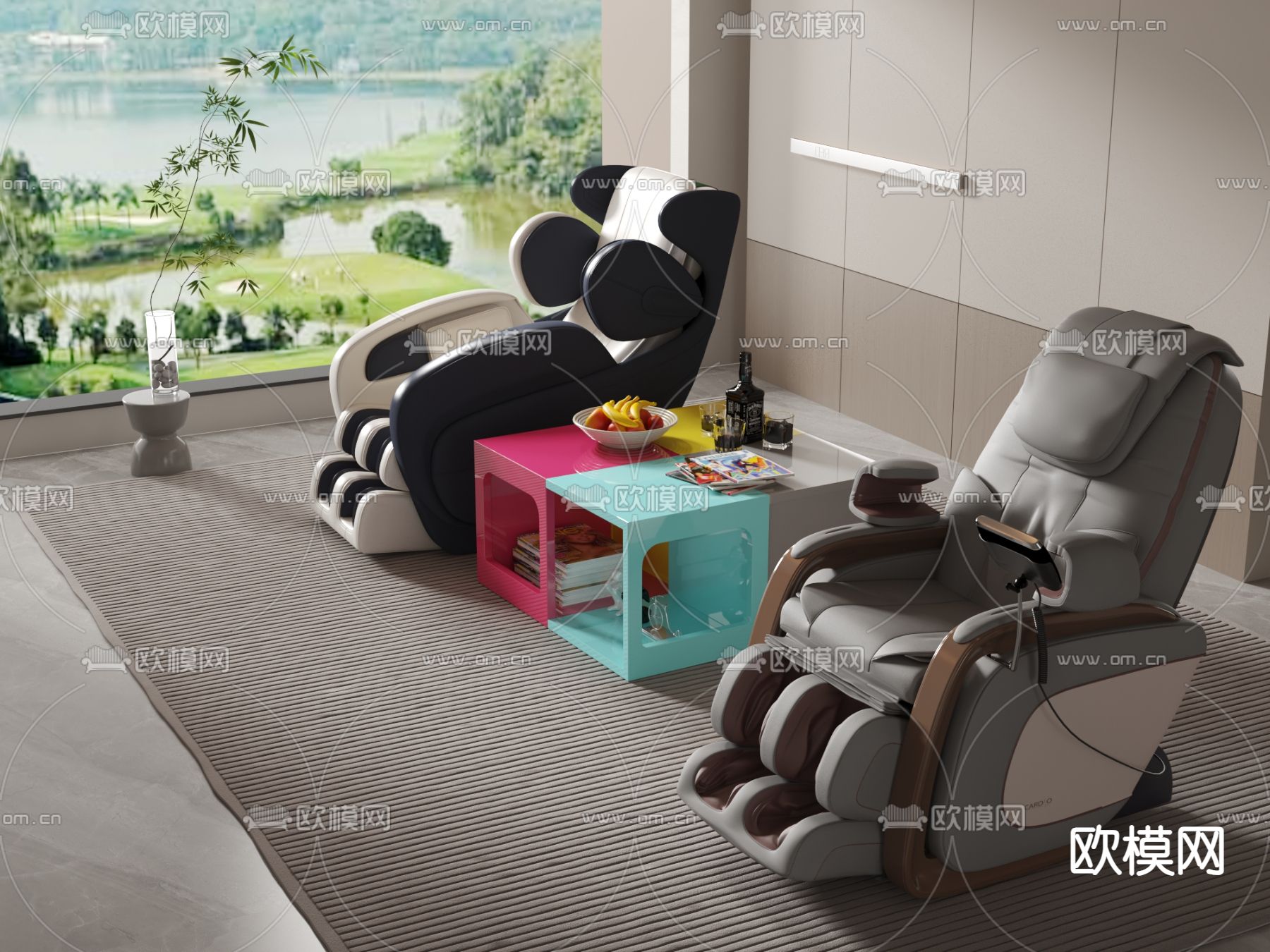 现代按摩椅su模型下载（渲染图2）