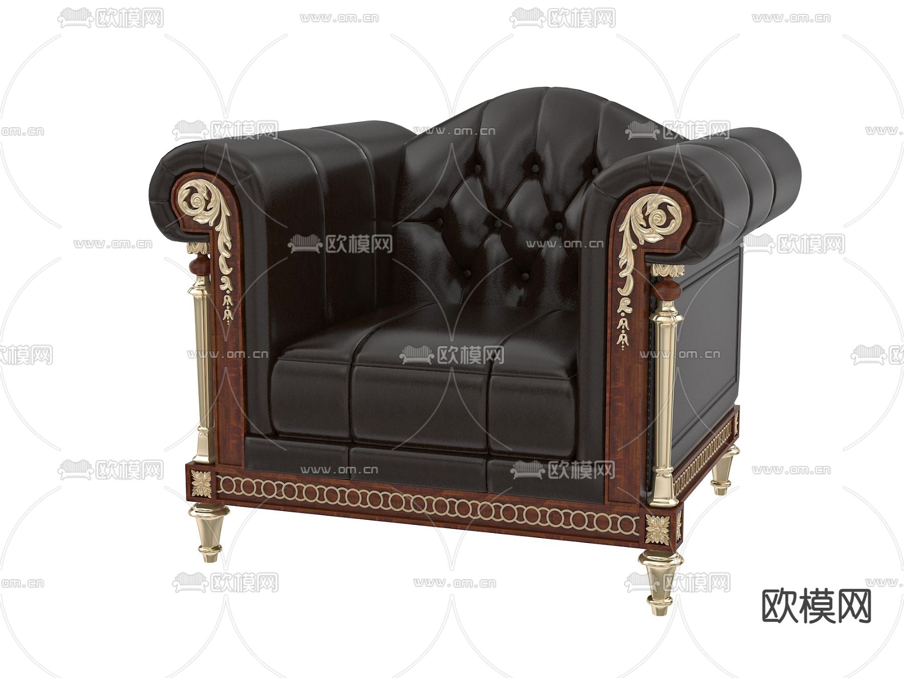简欧沙发 单人沙发 皮革沙发3d模型下载