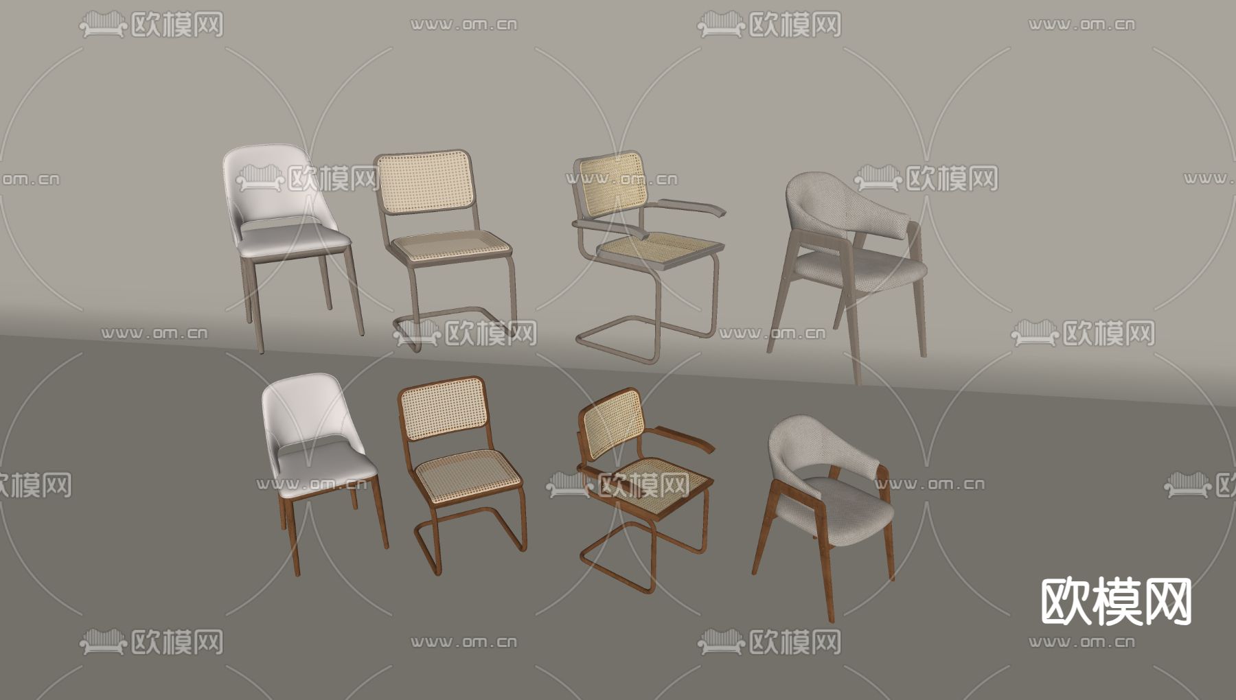 中古风椅子 餐椅su模型下载（渲染图2）