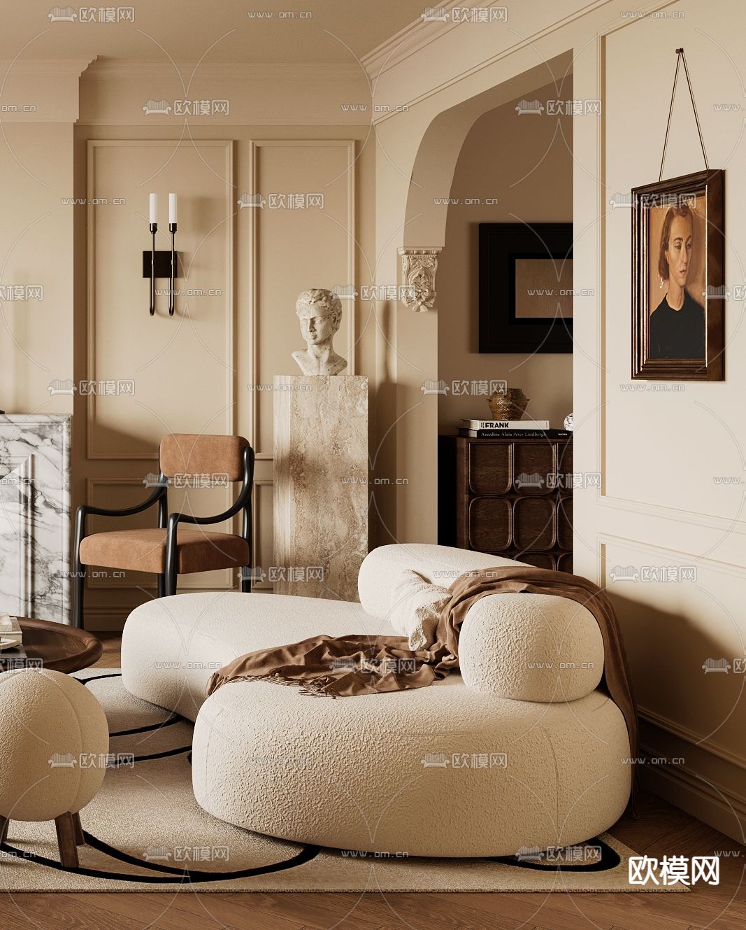 法式客厅3d模型下载（渲染图4）