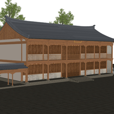  古代建筑 古街道su模型 