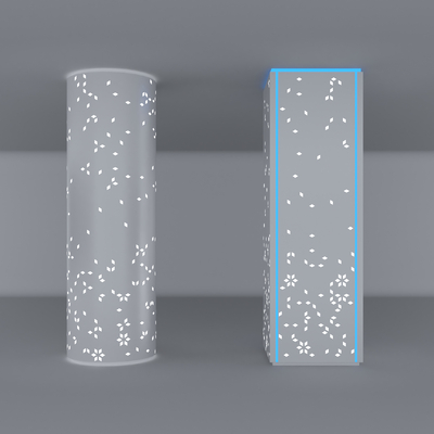  现代装饰柱 造型柱 镂空灯柱 穿孔铝板柱子su模型 
