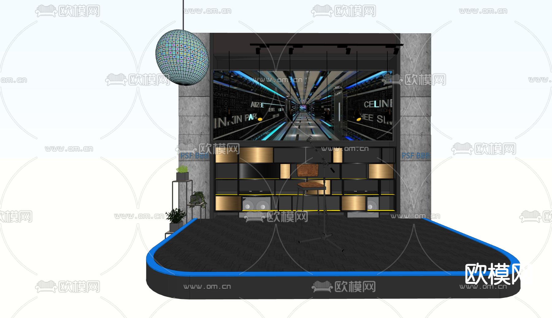 驻场舞台su模型下载（渲染图2）