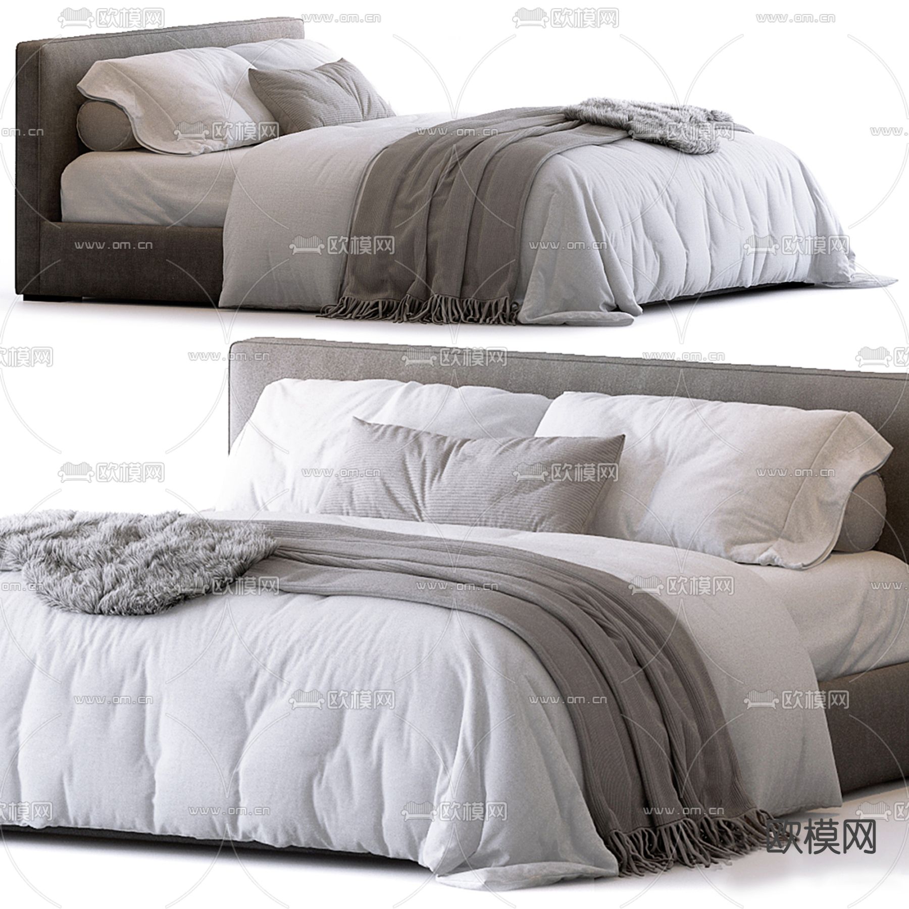 Meridiani 现代双人床3d模型下载