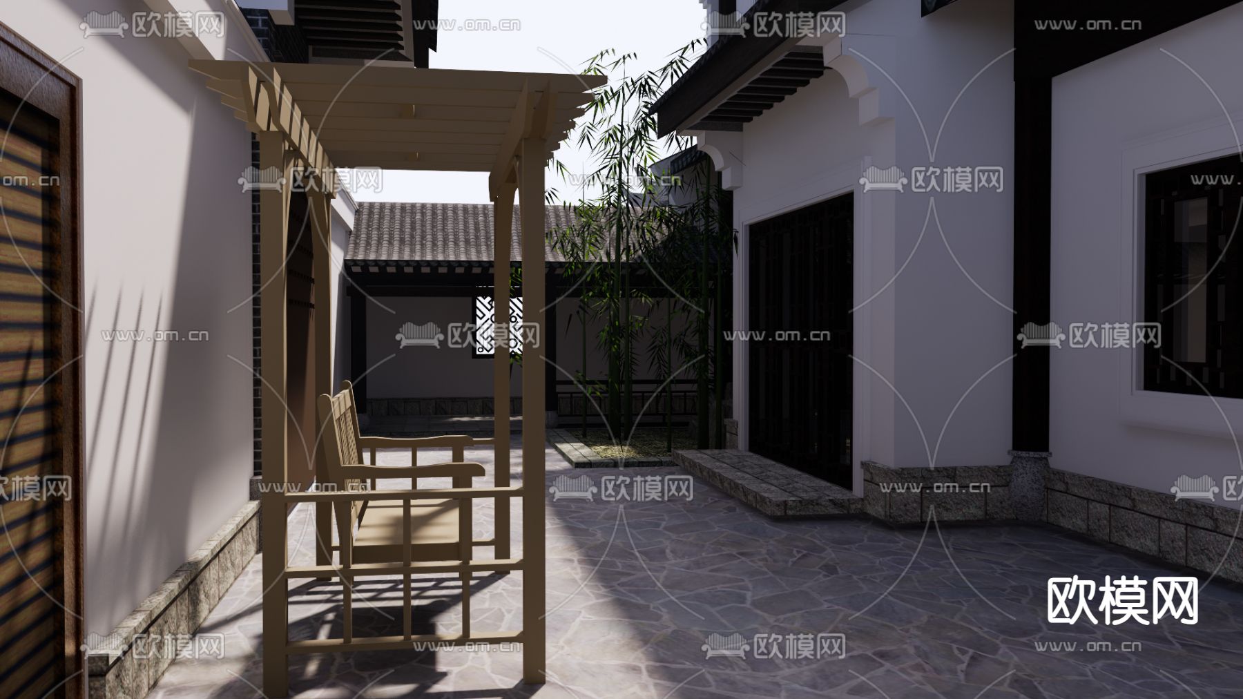 中式庭院 花园su模型下载（渲染图4）