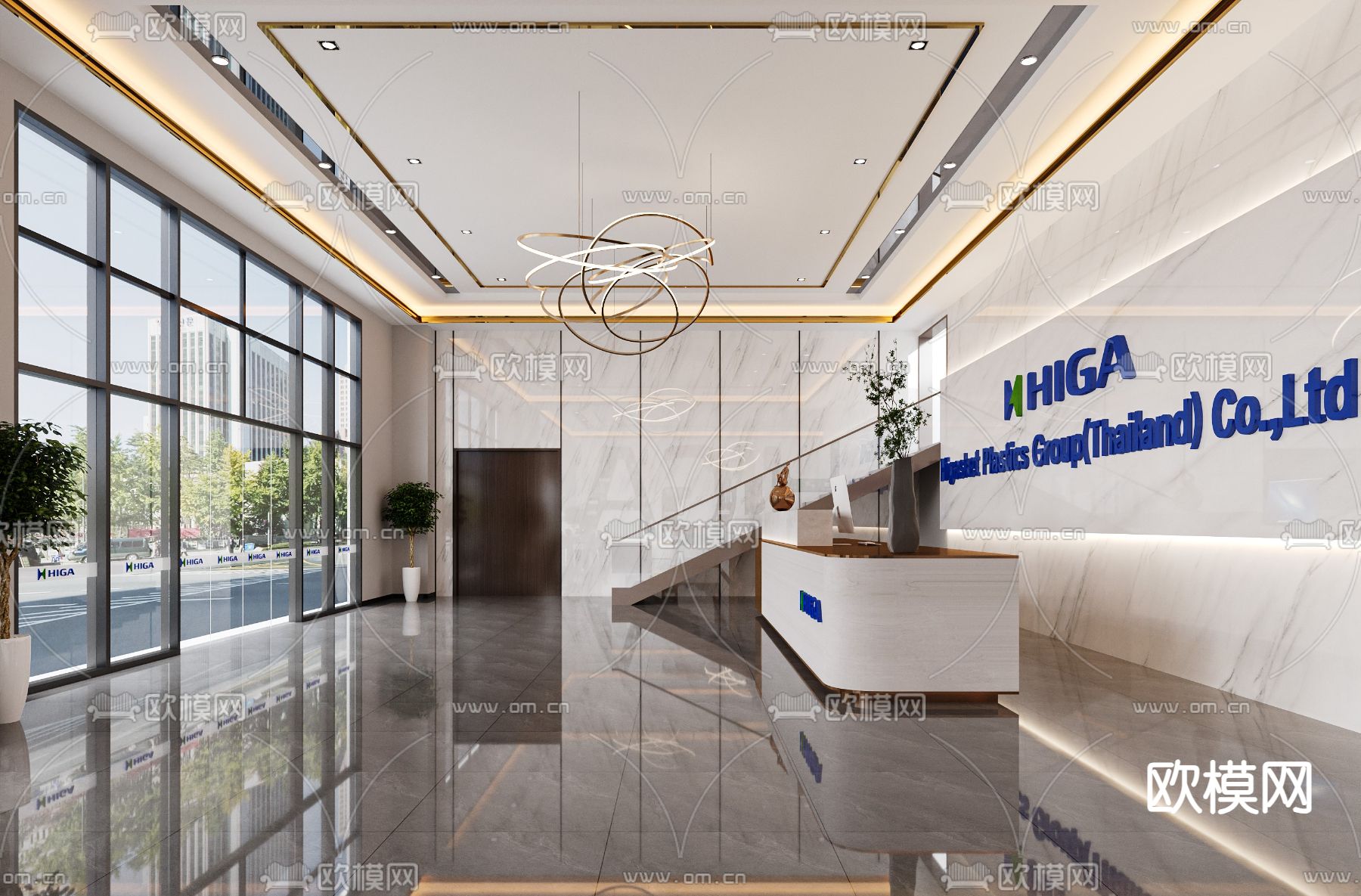 现代售楼处 沙盘区 售楼中心3d模型下载（渲染图4）