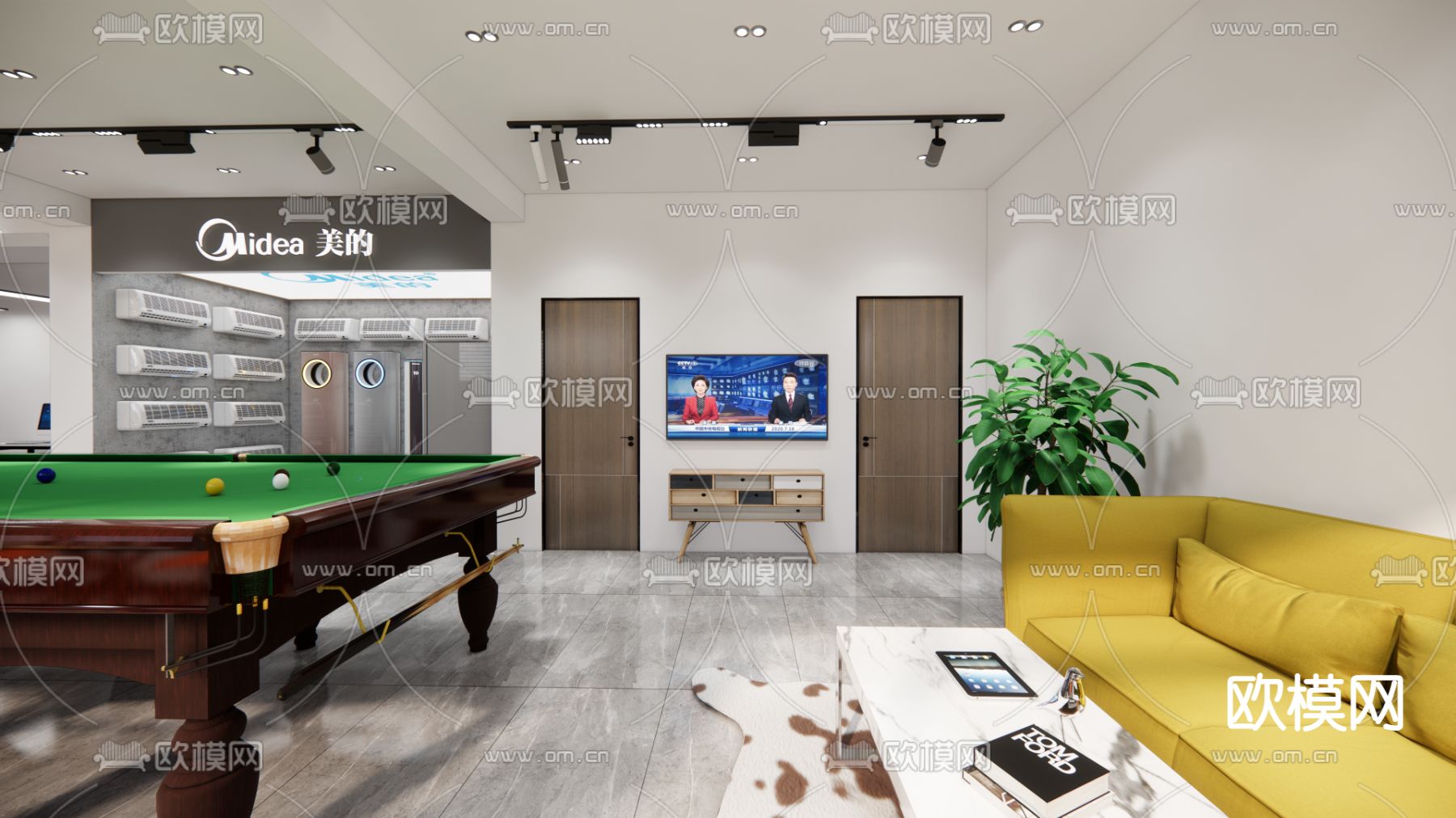 装修公司 办公室su模型下载（渲染图2）