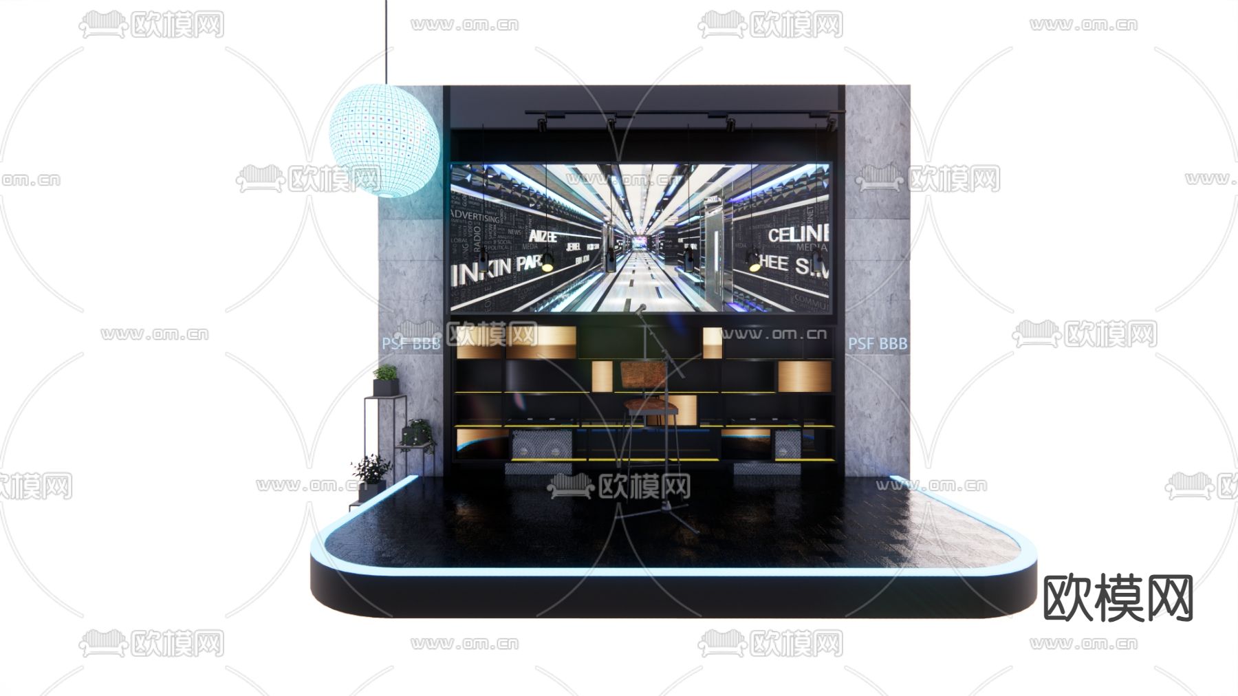 驻场舞台su模型下载（渲染图1）