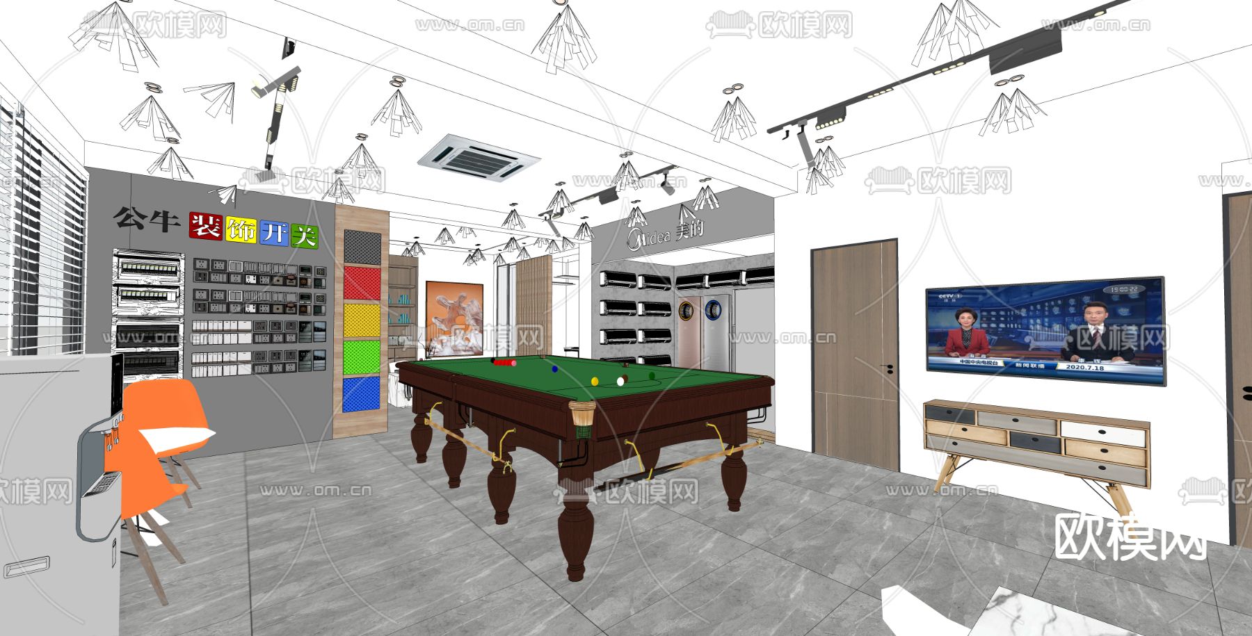 装修公司 办公室su模型下载（渲染图4）